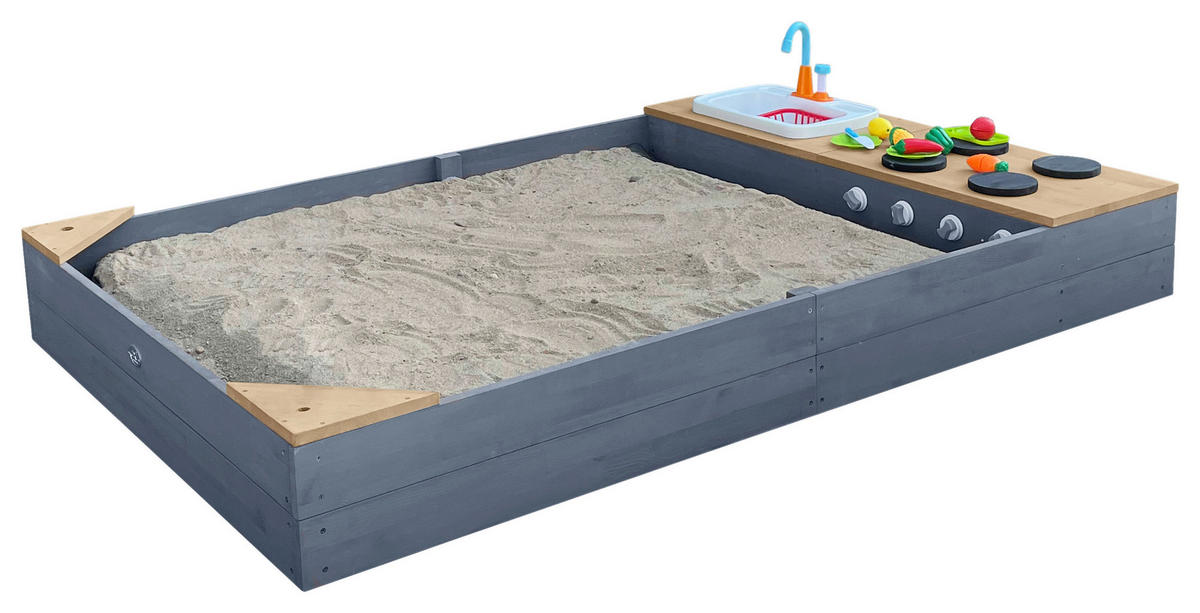 AXI Sandkasten Kelly grau B/H/L: ca. 115x22x180 cm Kelly - braun/grau (180,00/115,00/22,00cm) - AXI