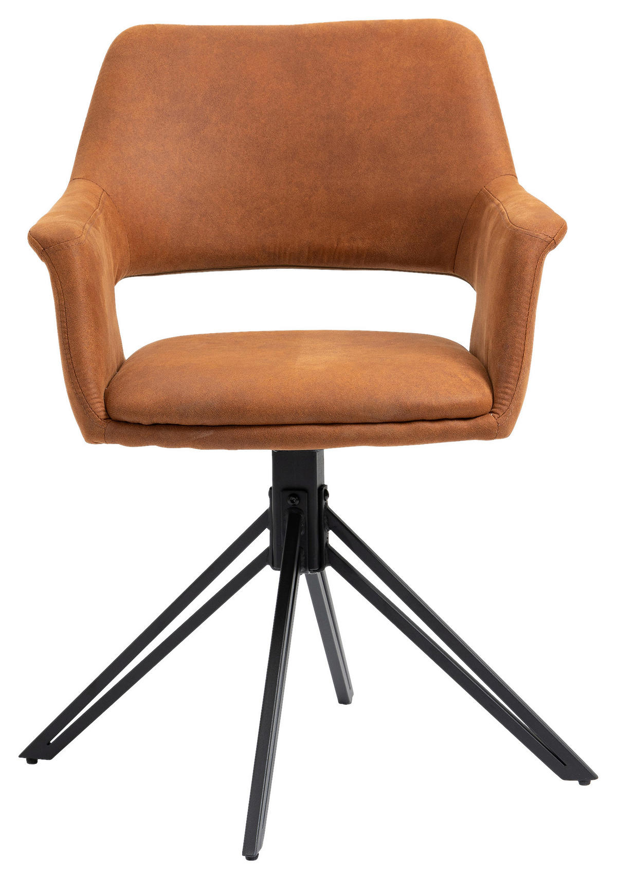 Stuhl ESTELLE  2er-Set braun Vintage schwarz Stoff Metall B/H/T: ca. 57x84x61 cm ESTELLE  2er-Set - braun/schwarz (57,00/84,00/61,00cm) - byLIVING