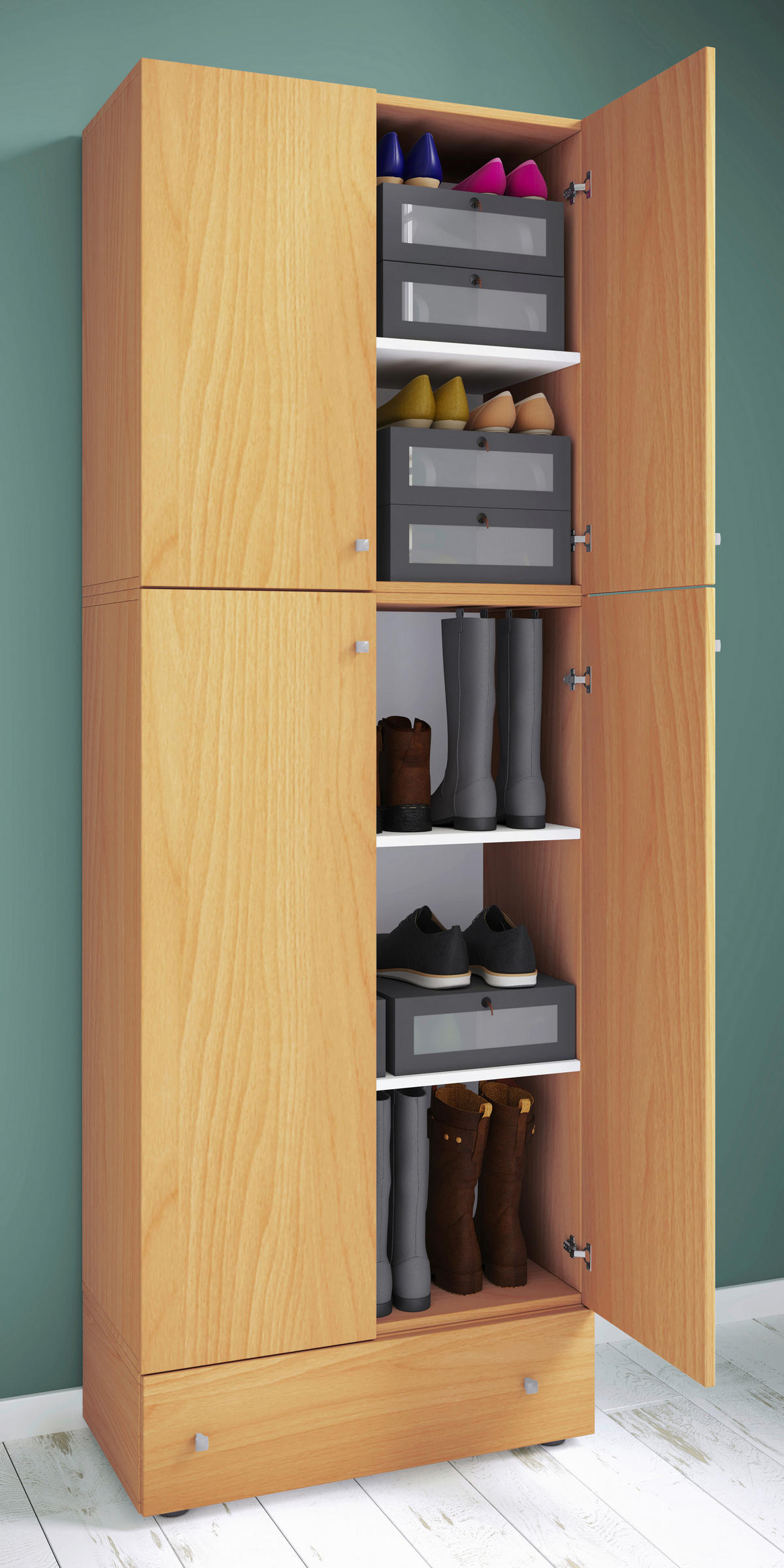 Schuhschrank Lona buche weiß Lona - weiß/buche - VCM Möbel