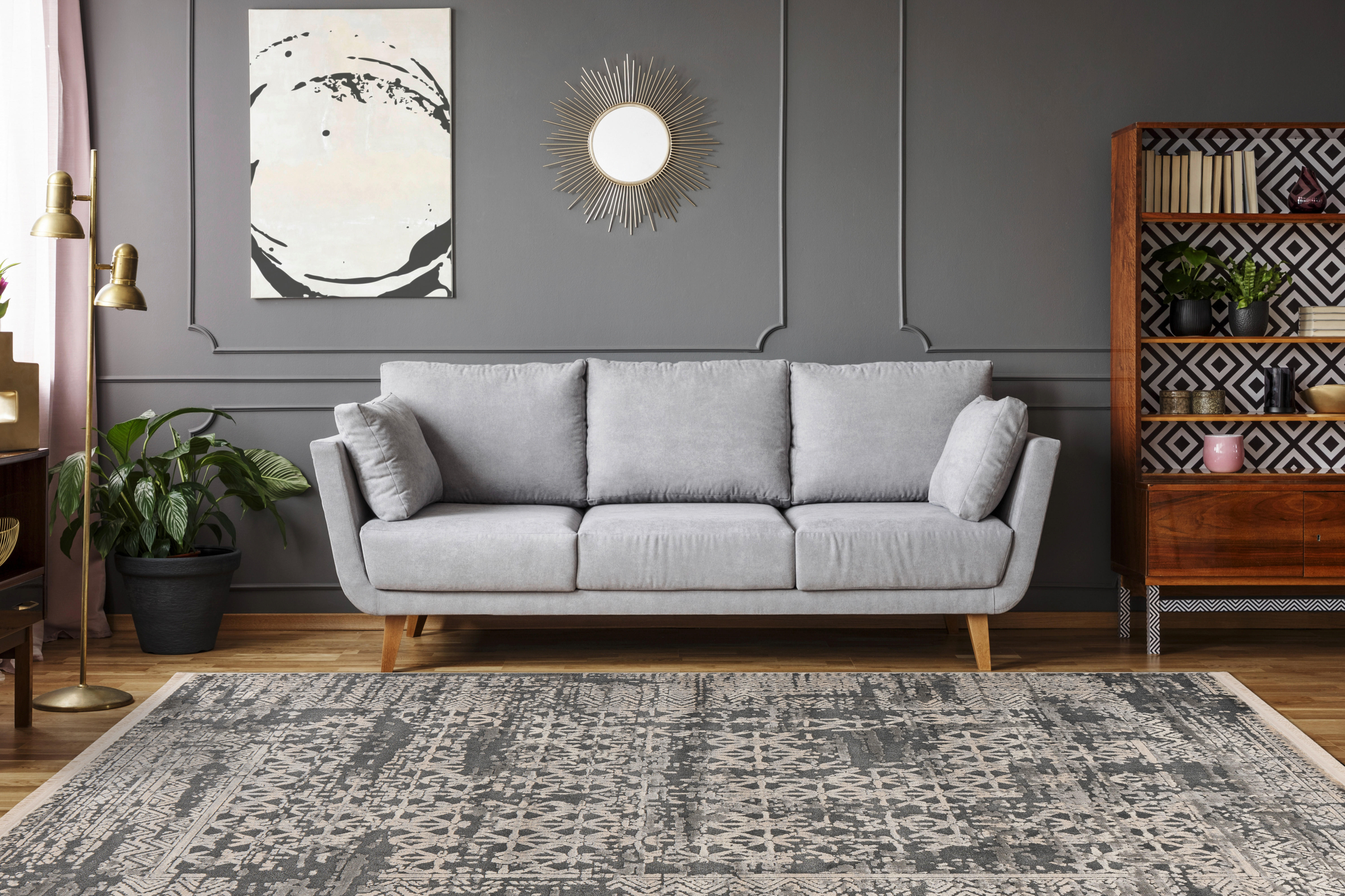 Kayoom Kurzflorteppich Adela 325 grau B/H/L: ca. 80x1,3x150 cm Adela 325 - grau (150,00/80,00/1,30cm) - Kayoom