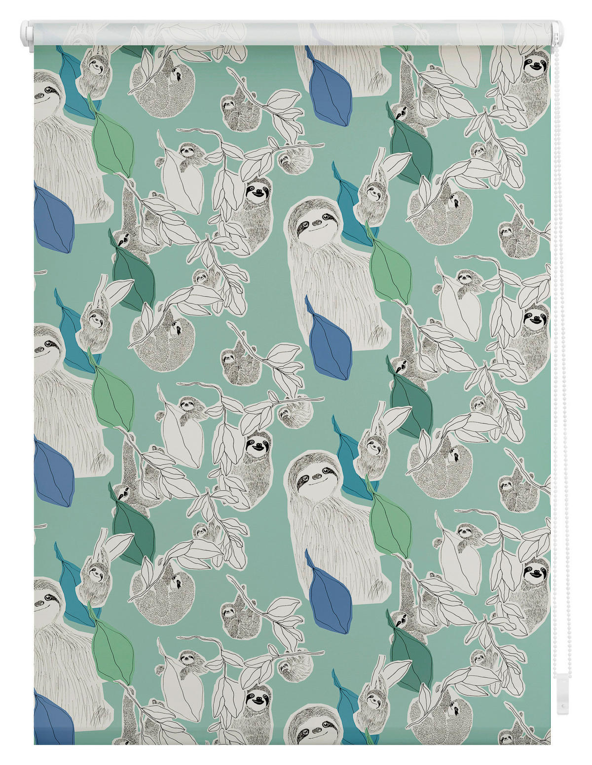 Verdunkelungsrollo Sloths on Turquoise grün B/L: ca. 70x150 cm Sloths on Turquoise - grün (70,00/150,00cm) - LICHTBLICK