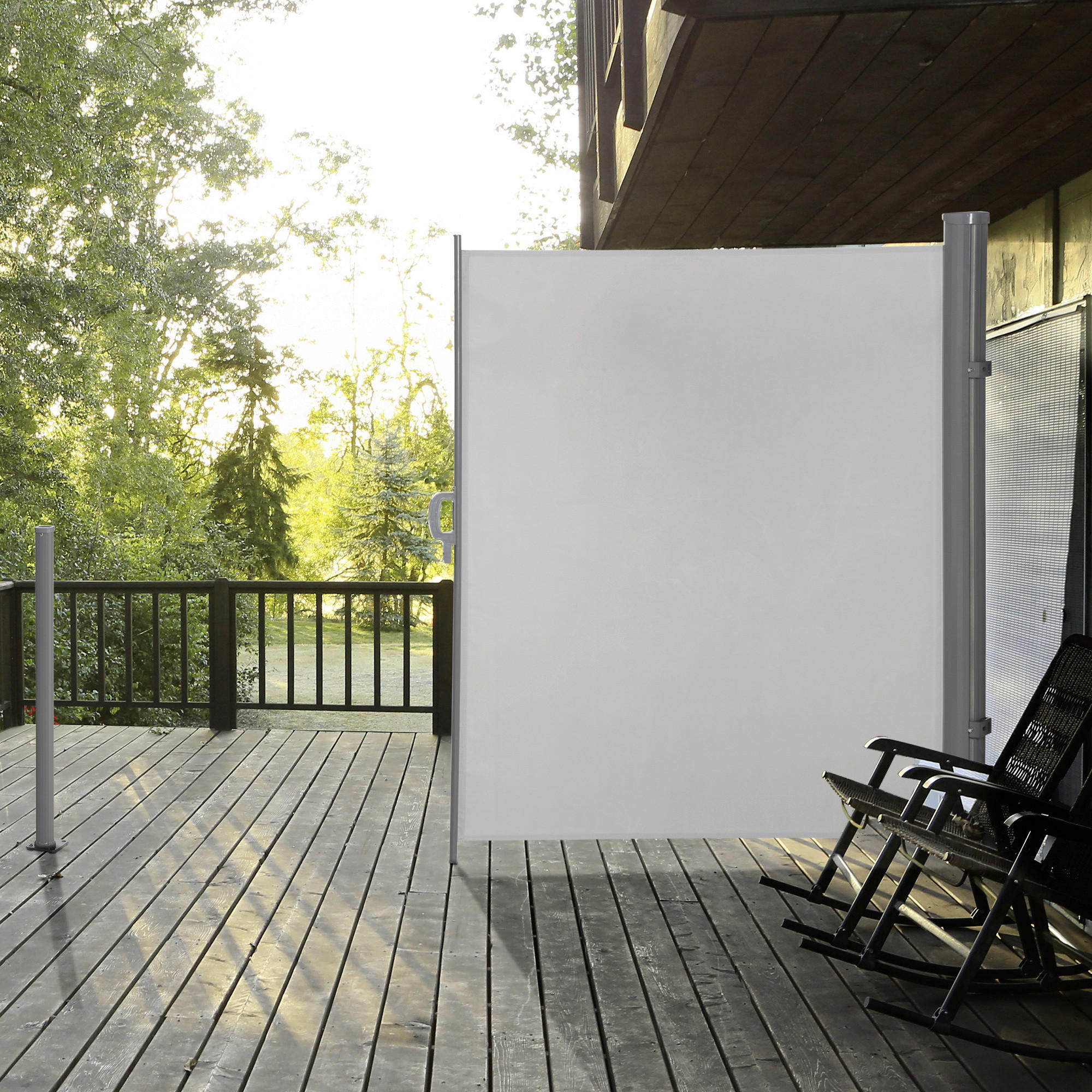 Outsunny Seitenmarkise hellgrau Aluminium B/H: ca. 300x160 cm günstig online kaufen