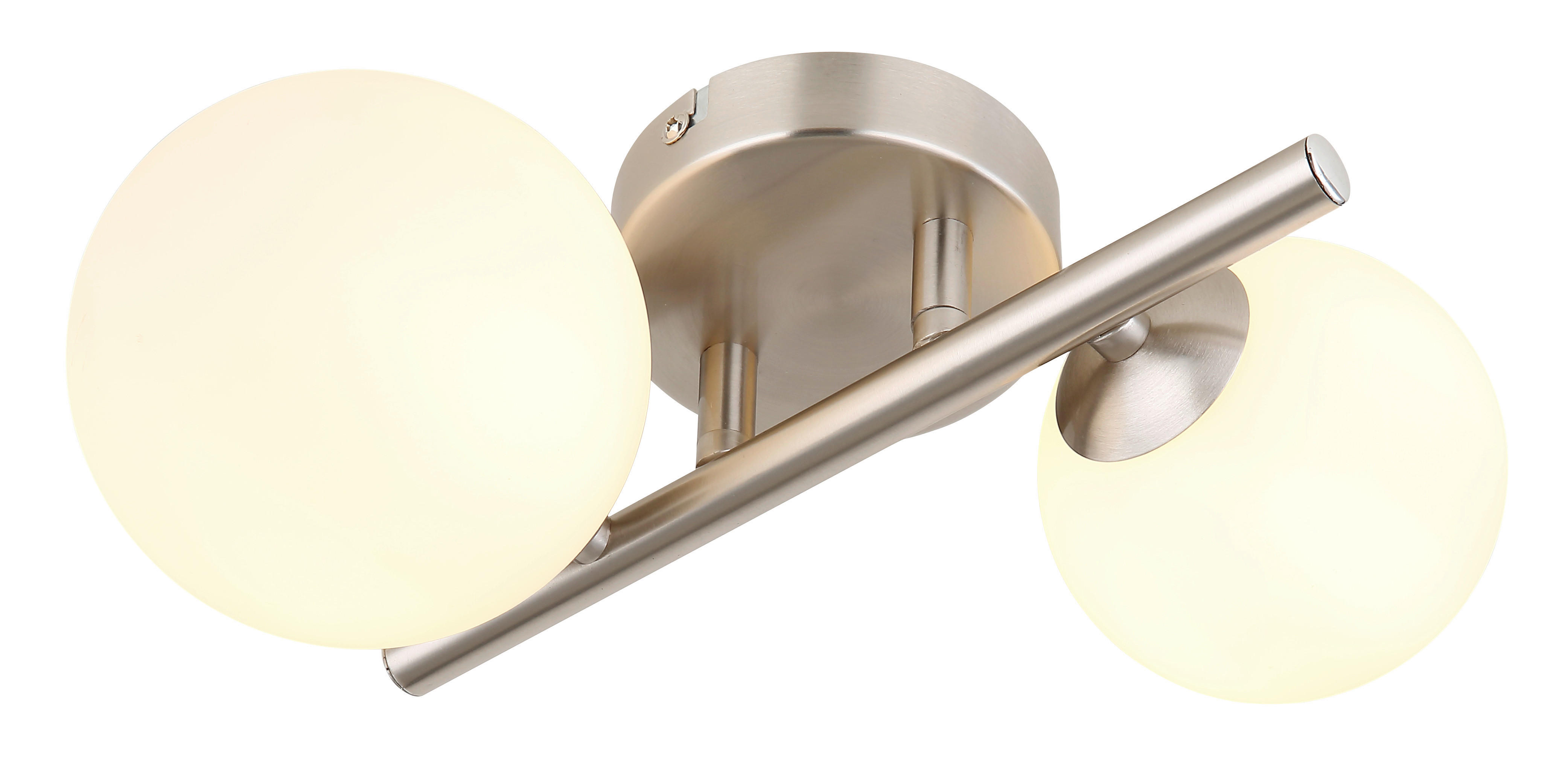 GLOBO Wandleuchte nickel matt Metall B/H/T: ca. 26x12,5x25 cm 2 Brennstellen RIHA - nickel matt (26,00/12,50/25,00cm) - GLOBO