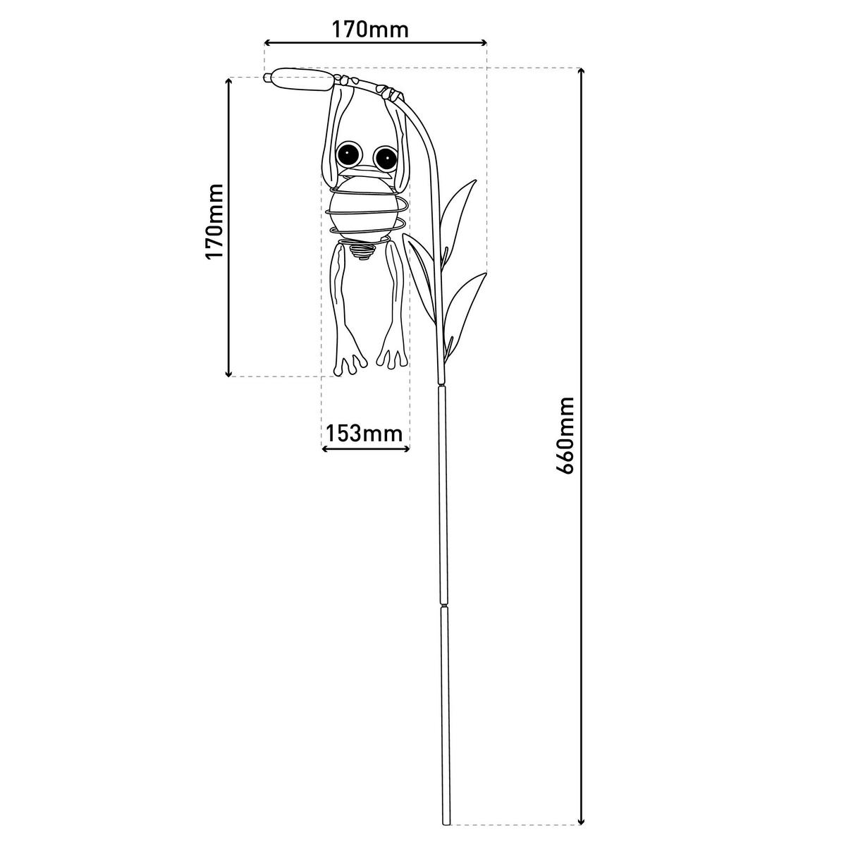 LED-Solar Erdspieß Frosch NV5280417 grün Metall H/D: ca. 66x17 cm LED-Solar Erdspieß "FROSCH" - grün (17,00/66,00cm) - Näve Leuchten