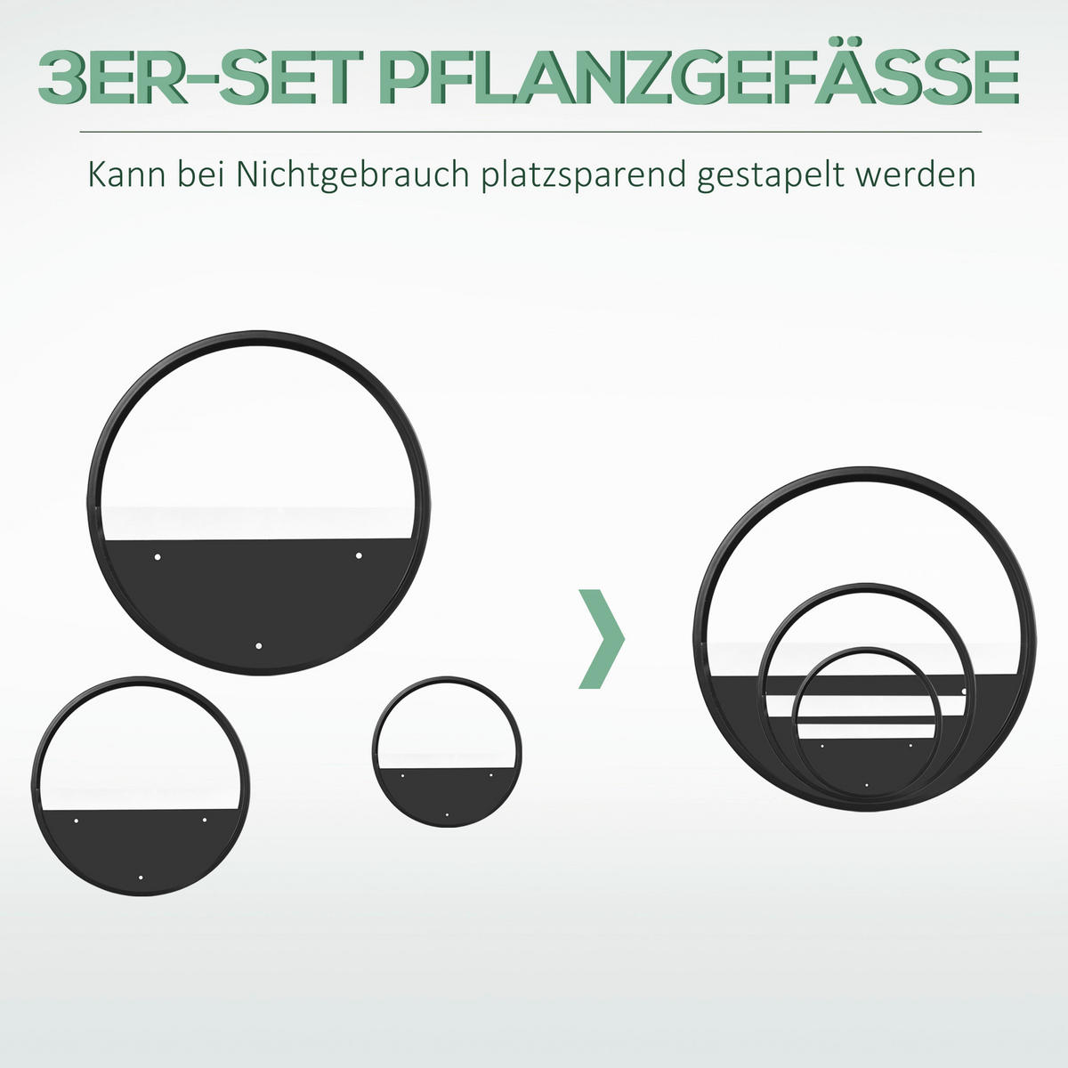 Outsunny Blumentöpfe-Set für die Wand schwarz Stahl B/H/L: ca. 30,5x5x30,5 cm Blumentöpfe-Set_für_die_Wand - schwarz (30,50/30,50/5,00cm) - Outsunny