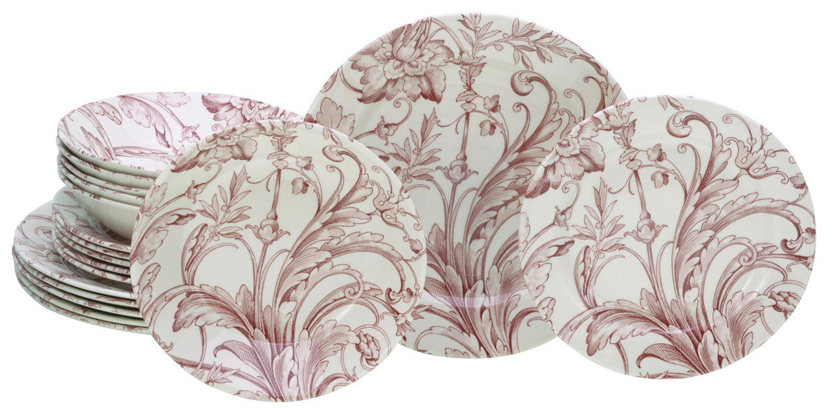 CreaTable Tafelservice Venecia rot Steingut 18 tlg. Venecia - rot (31,50/30,50/33,00cm) - CreaTable