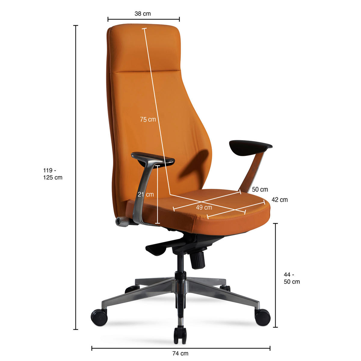 Drehstuhl braun Bürostuhl - braun (74,00/125,00/74,00cm) - Amstyle
