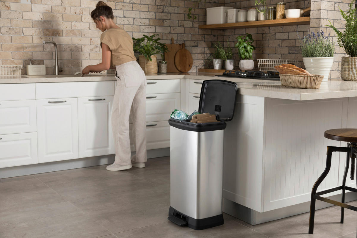 Curver Abfalleimer silber B/H/L: ca. 30x73x40 cm Abfalleimer_Deco_Bin_Duo - silber (40,00/30,00/73,00cm) - Curver