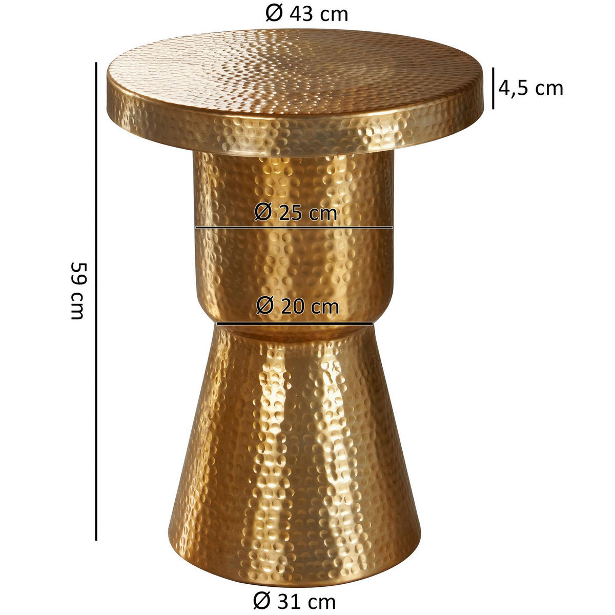 Beistelltisch gold Aluminium B/H/T: ca. 43x59x43 cm Beistelltisch - gold (43,00/59,00/43,00cm) - Wohnling