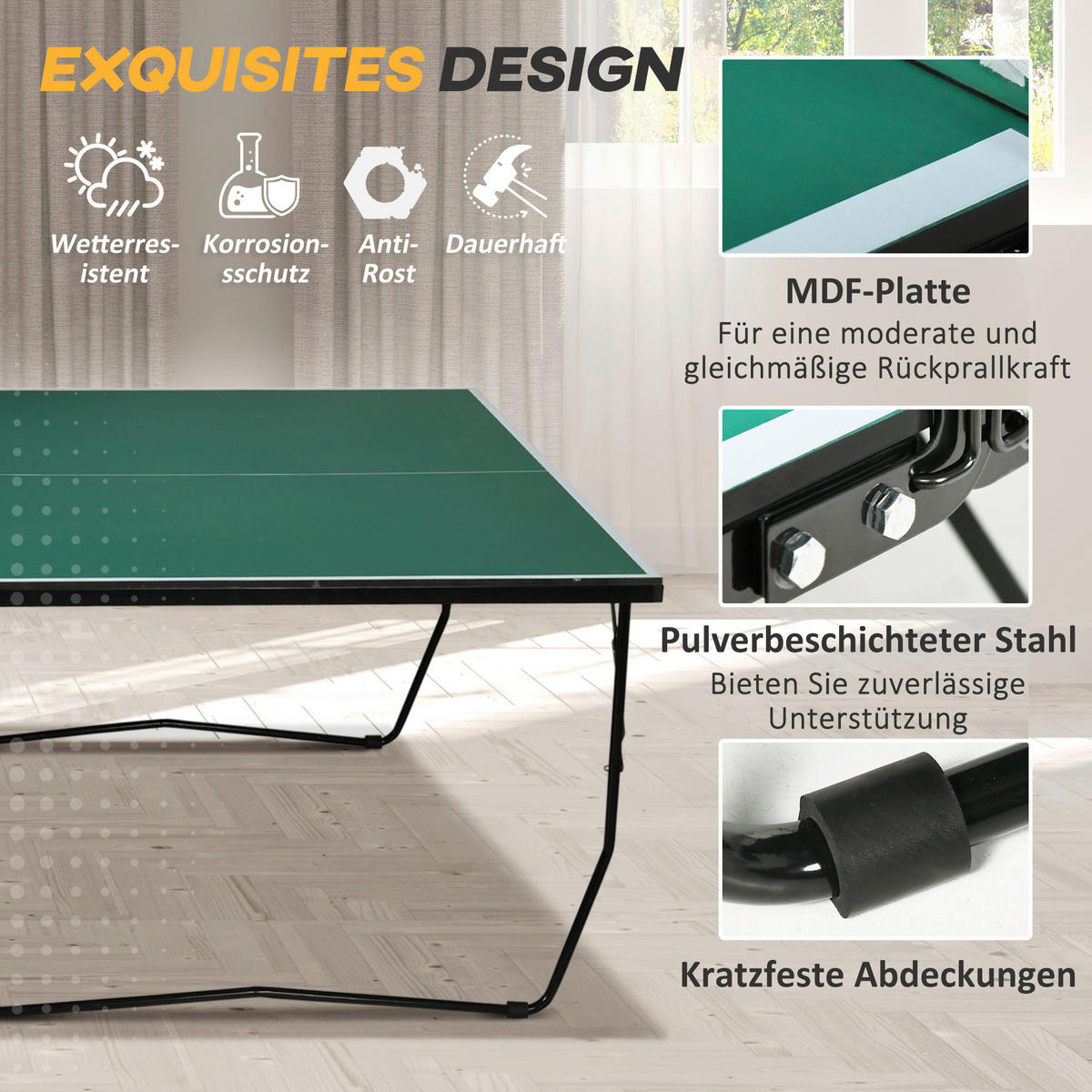 SPORTNOW Tischtennisplatte grün B/H/L: ca. 152,5x76x274 cm Tischtennisplatte - grün (274,00/152,50/76,00cm) - SPORTNOW