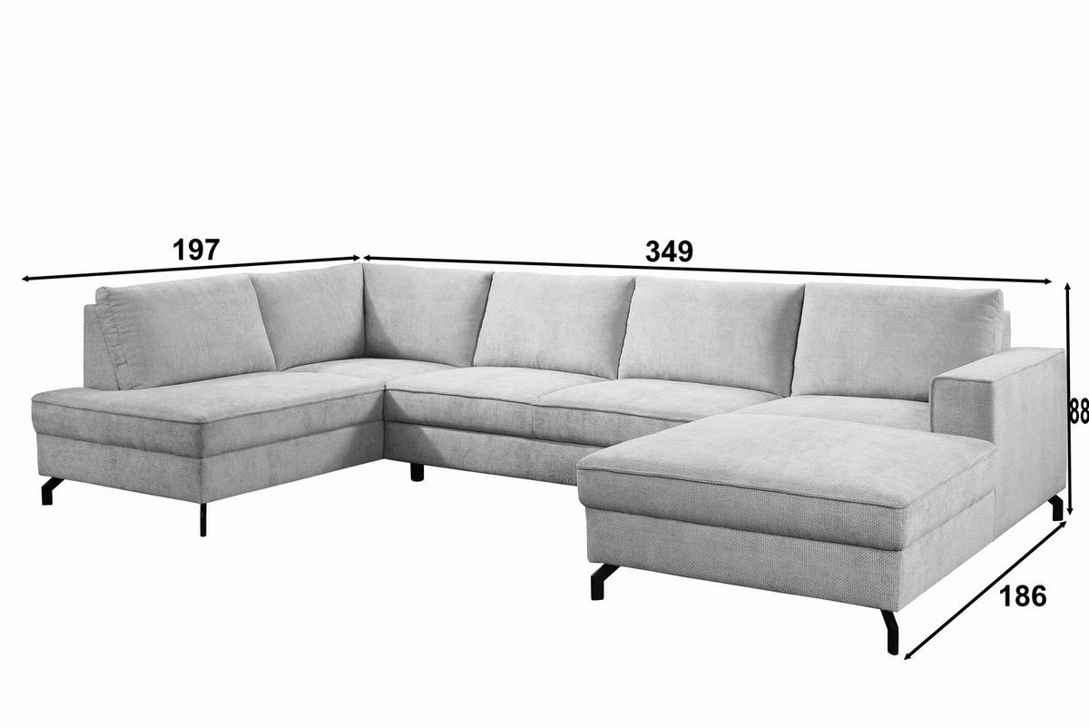 Wohnlandschaft Santorin Greige Microfaser B/H/T: ca. 349x88x197 cm Santorin - Greige/schwarz (349,00/88,00/197,00cm)
