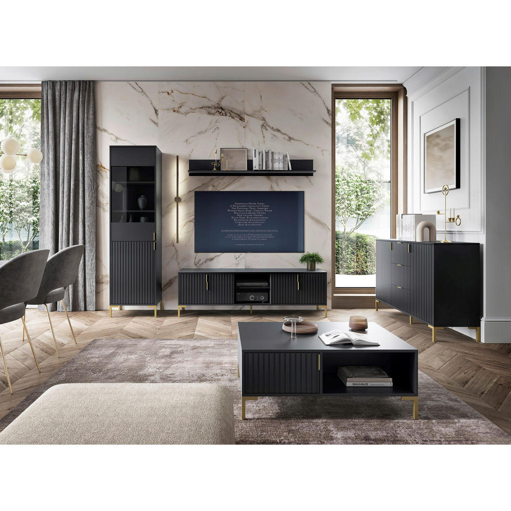 Thumbnail - Kommode FLINN schwarz B/H/T: ca. 88,2x85,8x40 cm