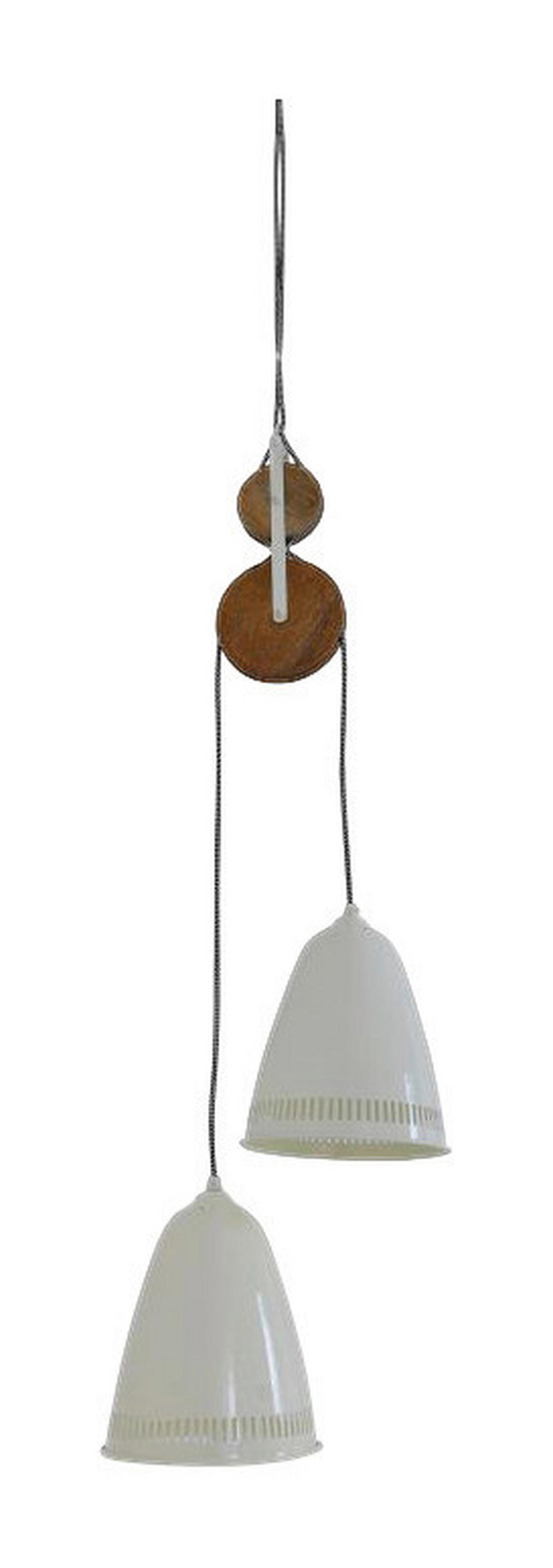 Näve Leuchten Gegenzug-Pendelleuchte NV6074011 weiß natur Metall Holz H/D: ca. 110x21 cm E27 2 Brennstellen Jaipur - weiß/natur (21,00/110,00cm) - Näve Leuchten