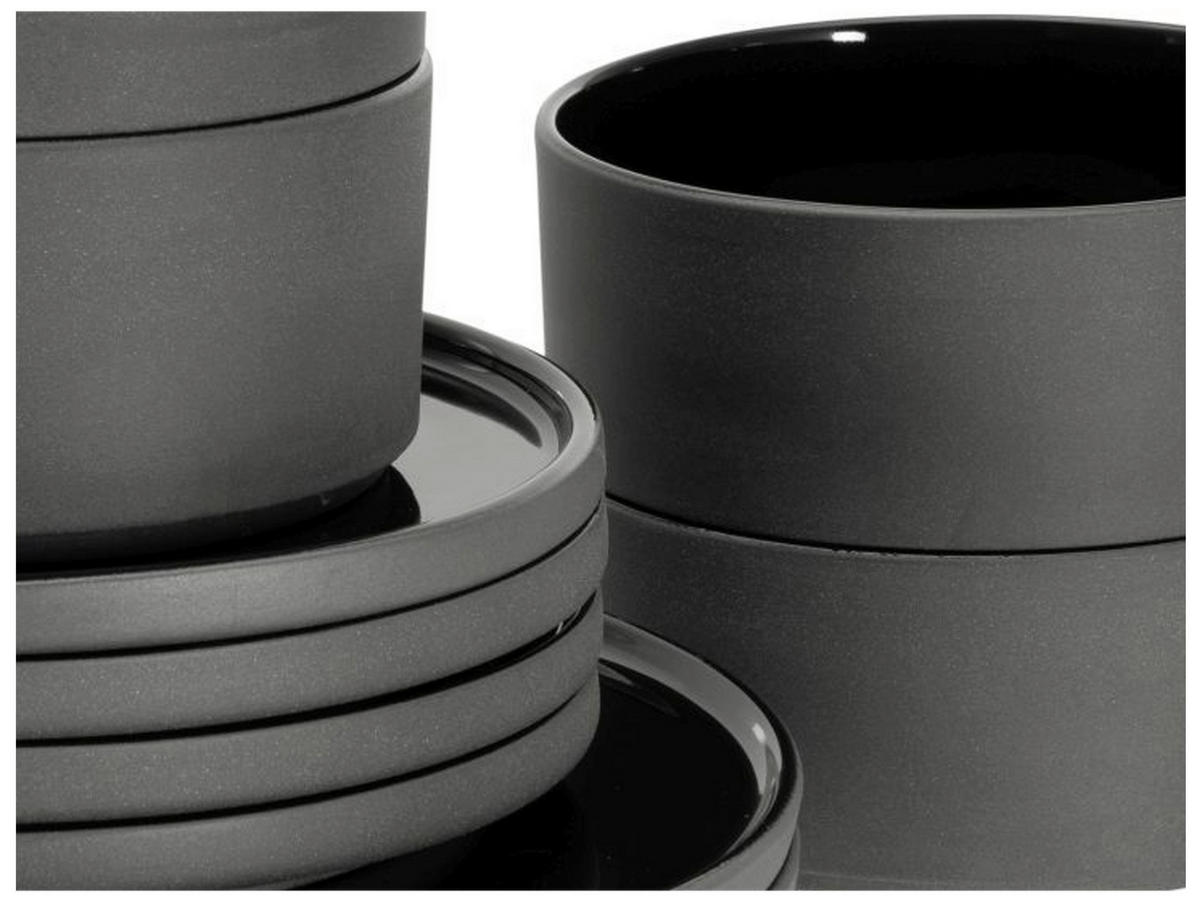 CreaTable Tafelservice Futuro schwarz Steinzeug 12 tlg. Futuro - schwarz - CreaTable