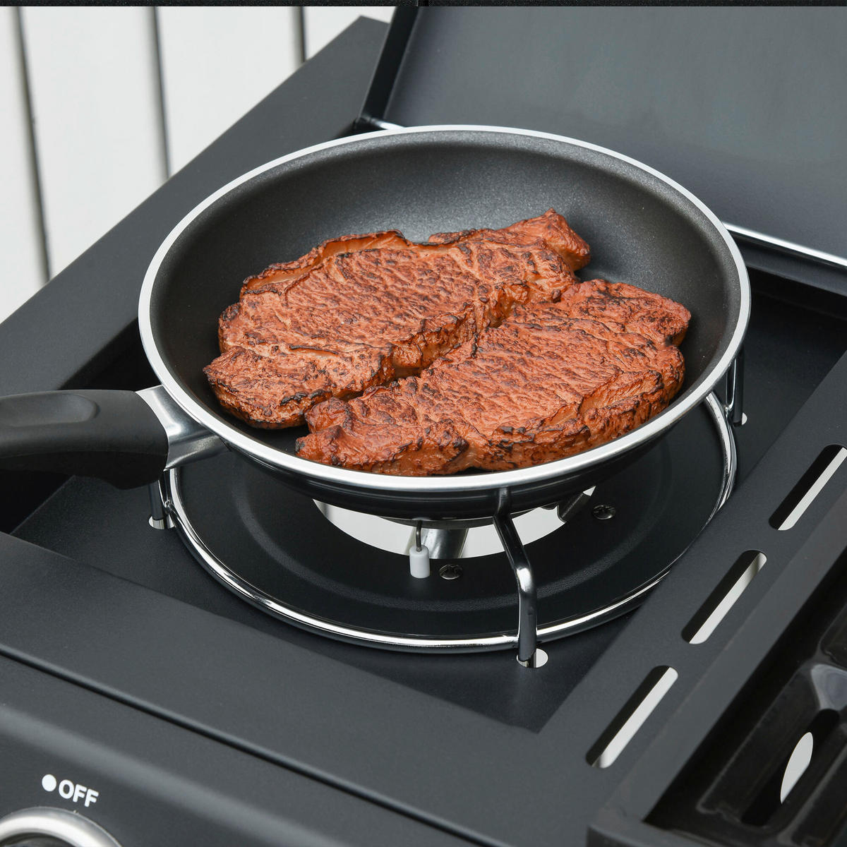 Outsunny Gasgrill Stahl B/H/L: ca. 50x100x110 cm Gasgrill mit Räder - schwarz (110,00/50,00/100,00cm) - Outsunny