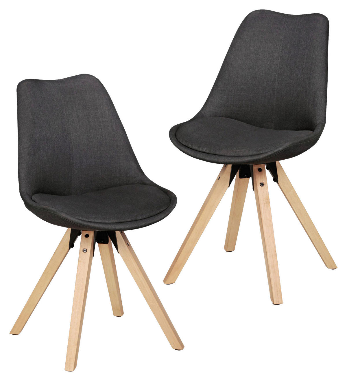 Stuhl 2er-Set grau natur Stoff Echtholz B/H/T: ca. 49x87x52 cm 2er-Set - natur/grau (49,00/87,00/52,00cm) - Wohnling