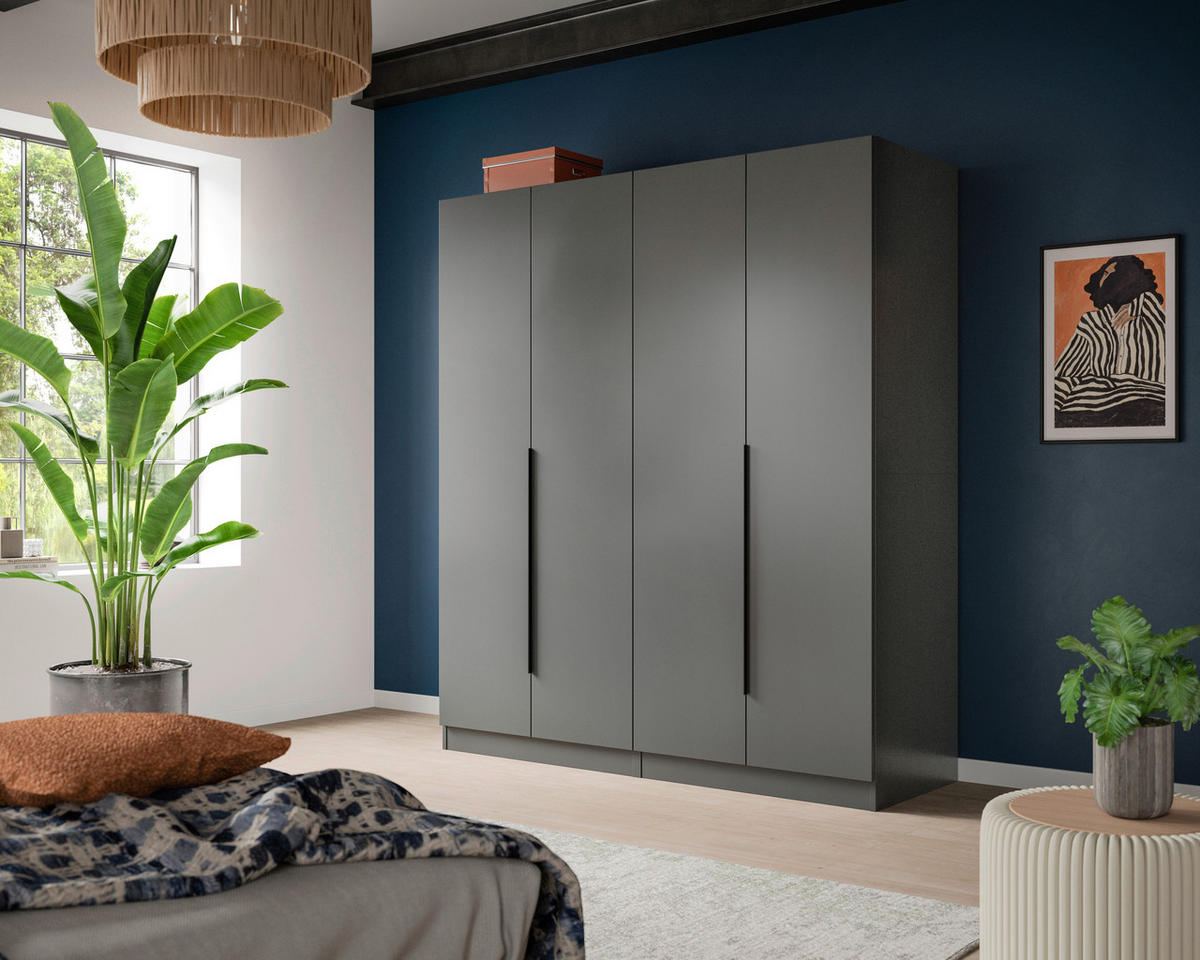 Kleiderschrank KOPENHAGEN anthrazit B/H/T: ca. 160x181x52 cm KOPENHAGEN - anthrazit (160,00/181,00/52,00cm) - xonox.home