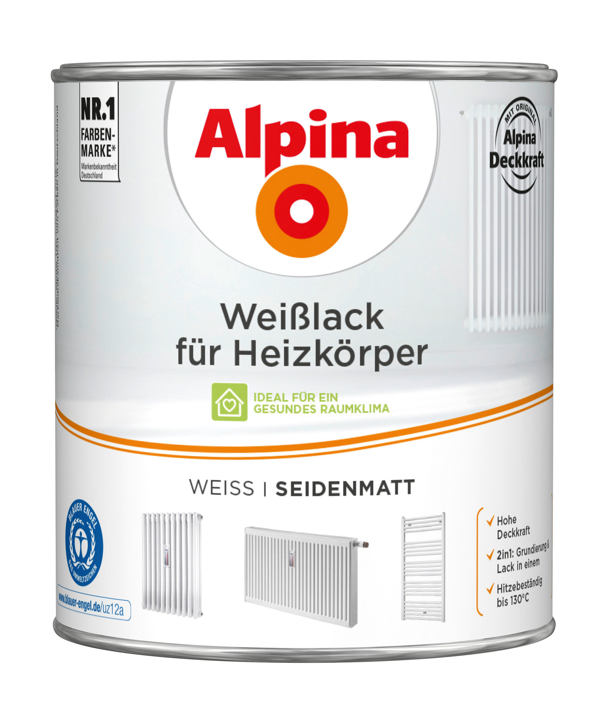 Alpina Heizkörperlack weiß seidenmatt ca. 2 l