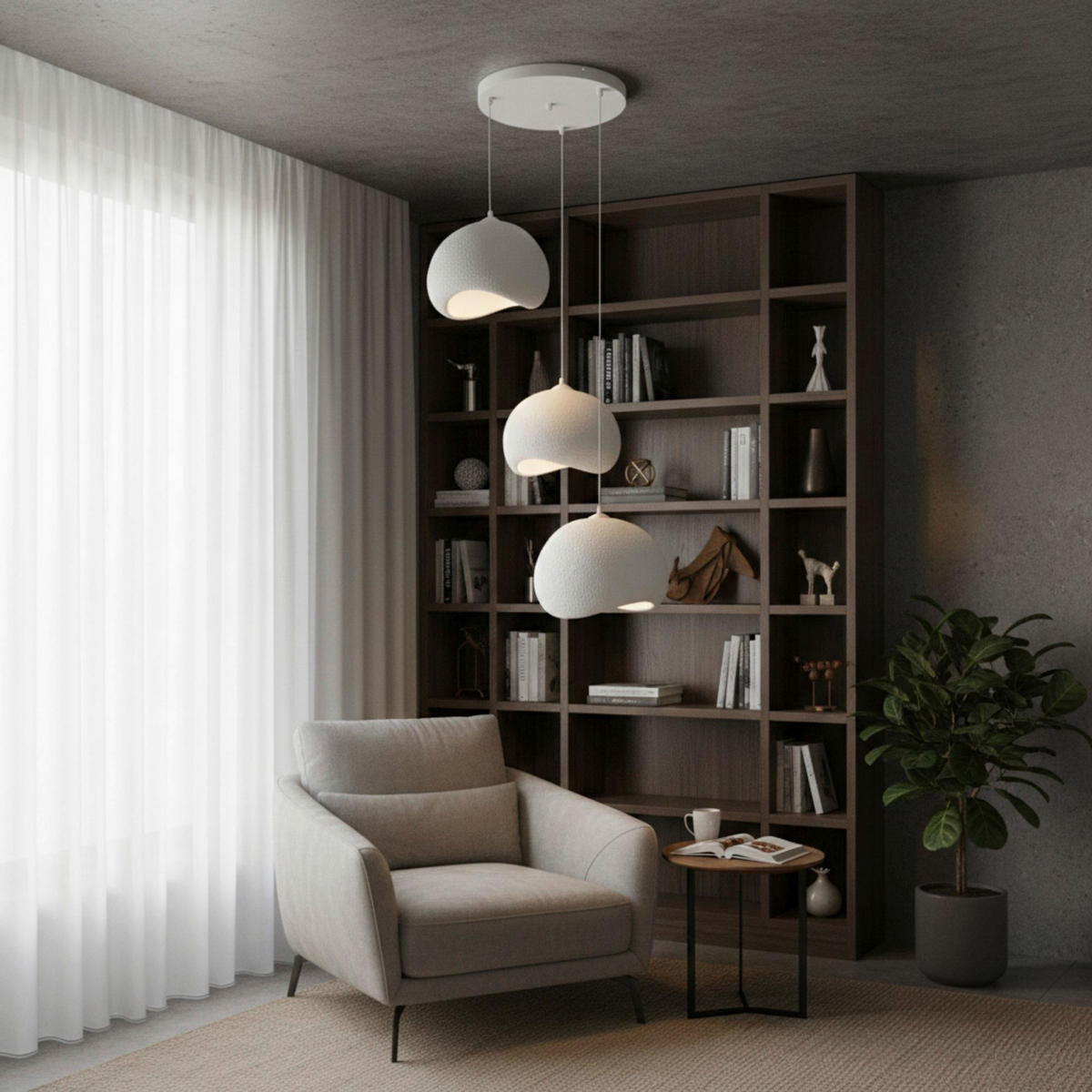 Opviq Pendelleuchte weiß Polyester-Mischgewebe Metall B/H/L: ca. 29x120x34 cm E27 3 Brennstellen Yontu - 15853 - weiß (34,00/29,00/120,00cm) - Opviq