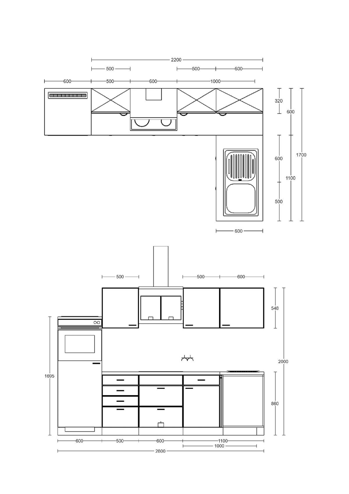 Winkelküche Vita weiß matt B/H/T: ca. 280x200x60 cm Vita - Beton/weiß (280,00/200,00/60,00cm) - Flex-Well