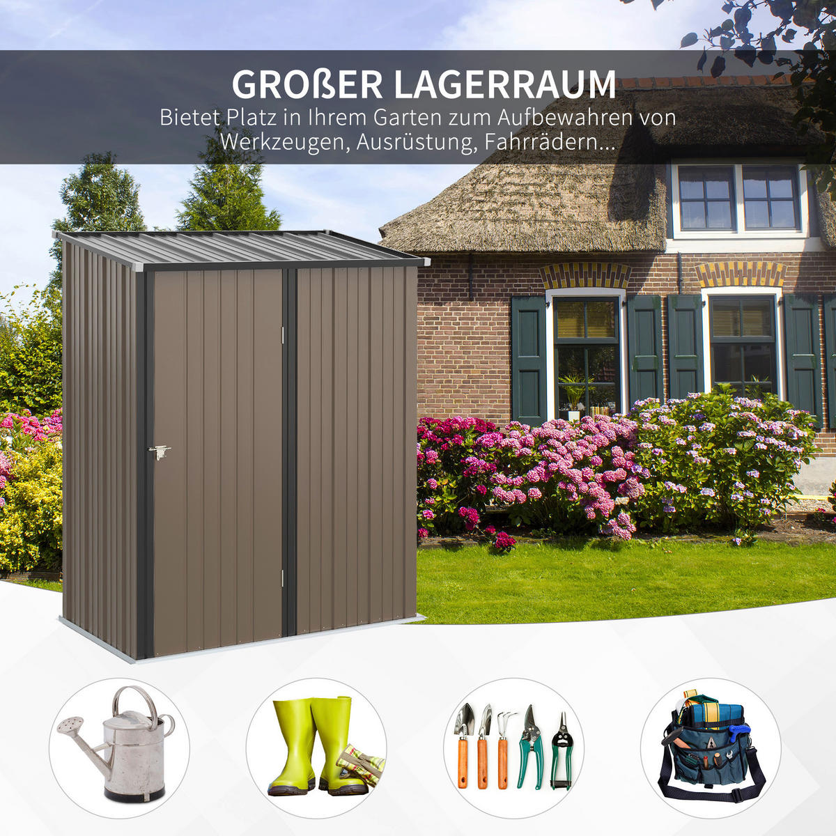 Outsunny Gartenhaus braun B/H/L: ca. 94,5x196x161,5 cm Gartenhaus - braun (161,50/94,50/196,00cm) - Outsunny