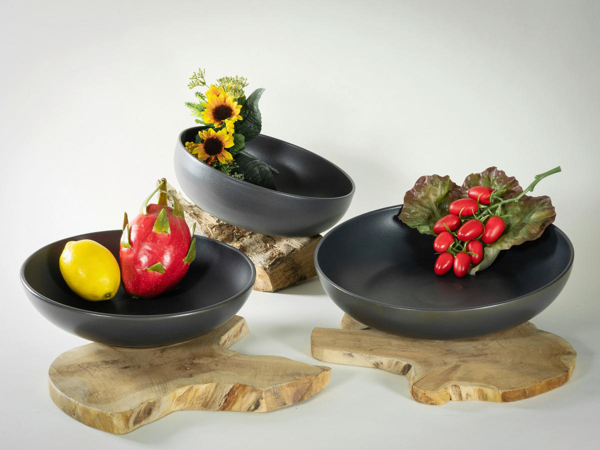 CreaTable Servierschalen-Set Uno schwarz Steinzeug B/H/L: ca. 41x41x41 cm Uno - schwarz (41,00/41,00/41,00cm) - CreaTable