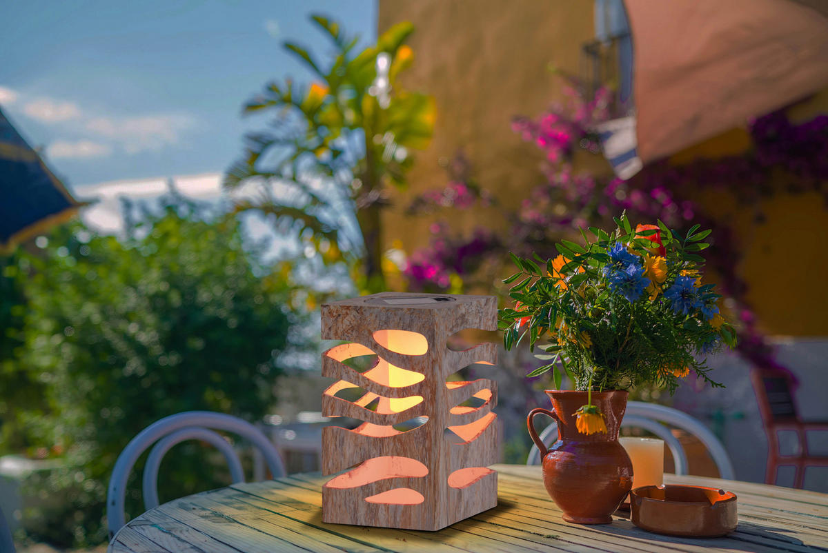 LED-Solarleuchte silber Kunststoff B/H/T: ca. 12,3x20x12,3 cm HILDA - silber (12,30/20,00/12,30cm) - Näve Leuchten