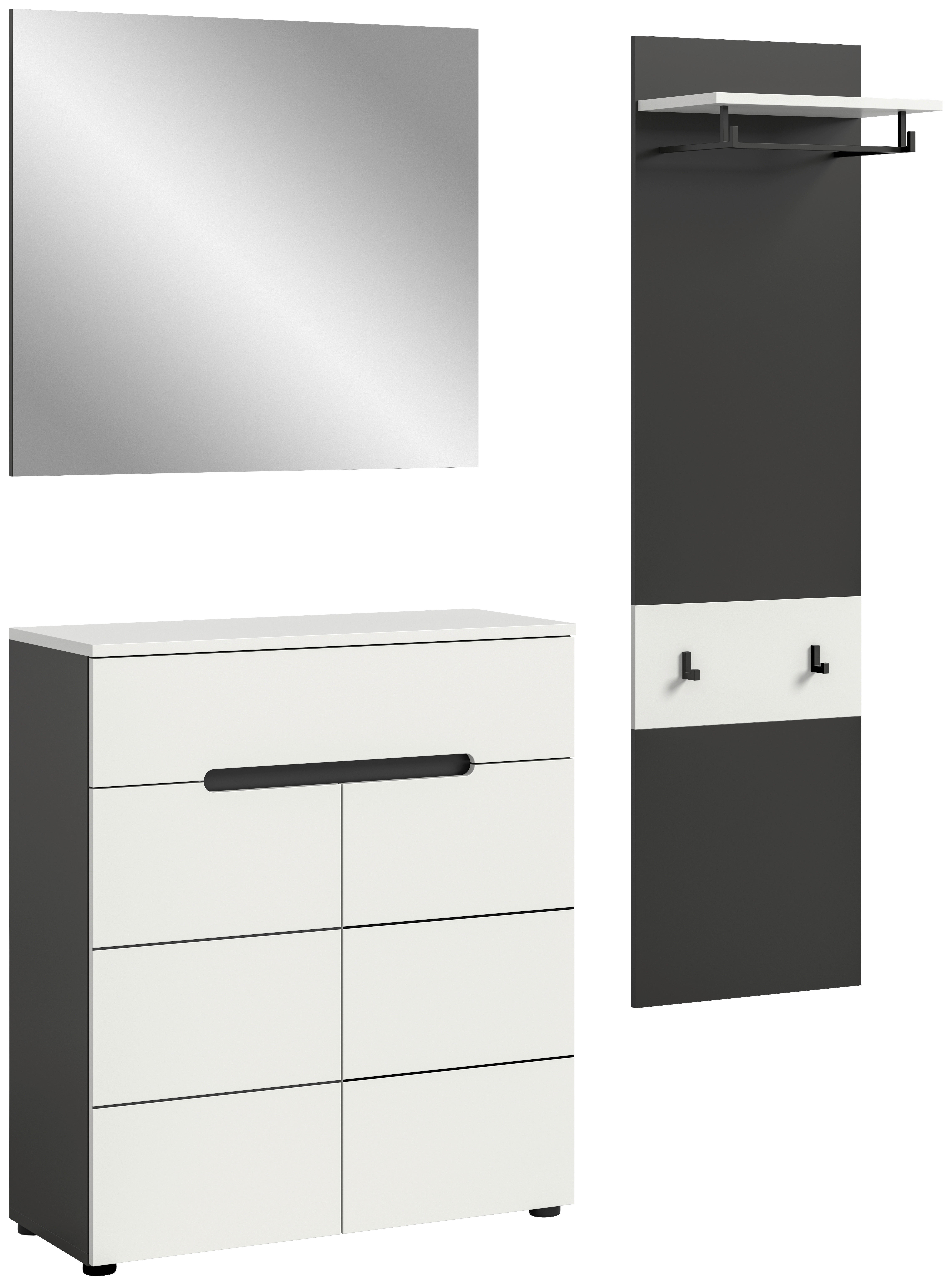 Garderobe Canu basaltgrau Nachbildung weiß B/H/T: ca. 140x190x37 cm Canu - weiß/basaltgrau (140,00/190,00/37,00cm) - xonox.home