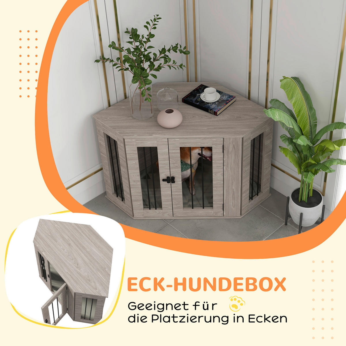PawHut Hundekäfig walnuss Spanplatte B/H/L: ca. 55x63x104 cm Hundekäfig - walnuss (104,00/55,00/63,00cm) - PawHut