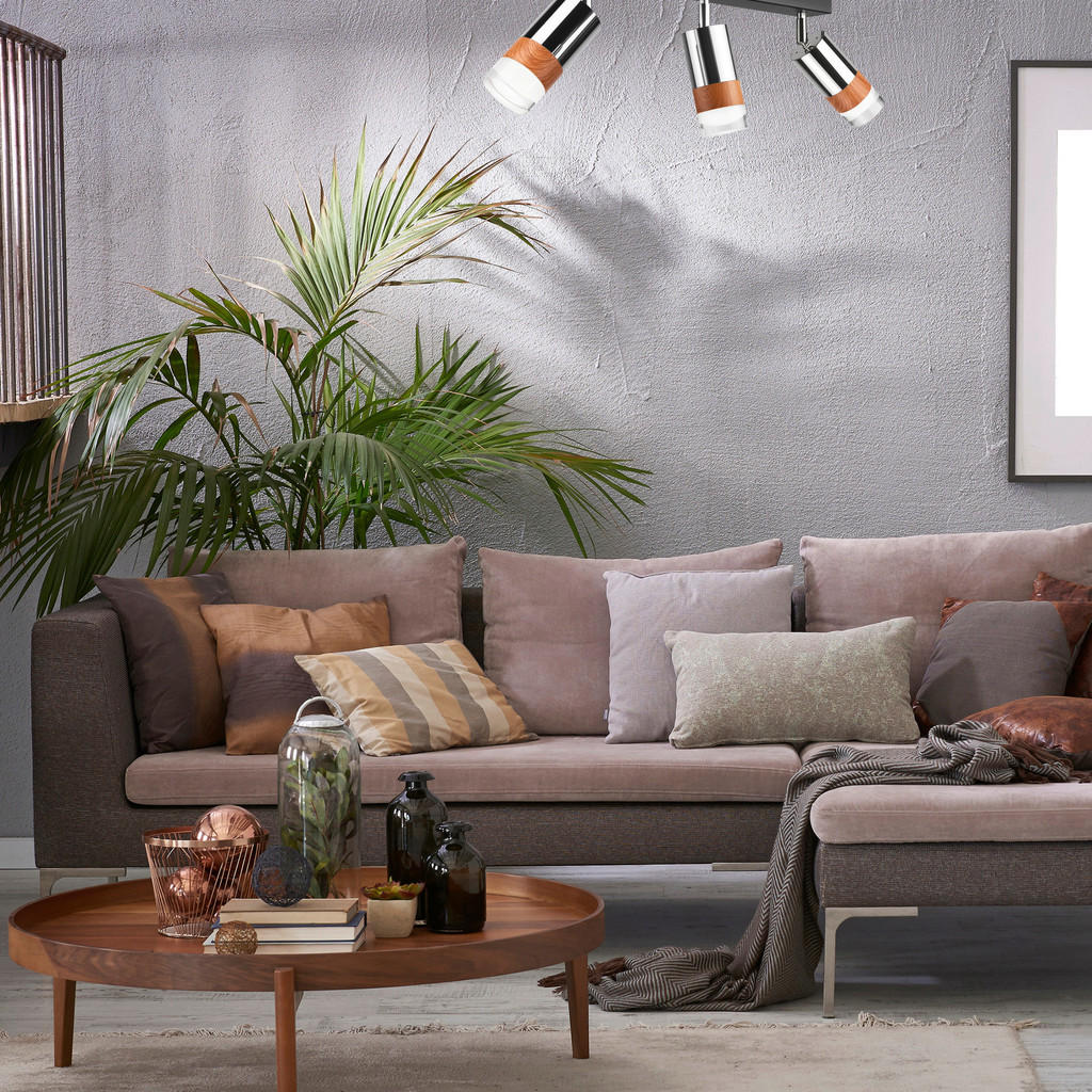 Thumbnail - Lamkur Deckenleuchte Chrom Stahl Glas B/H/L: ca. 8x19x45 cm 3 Brennstellen