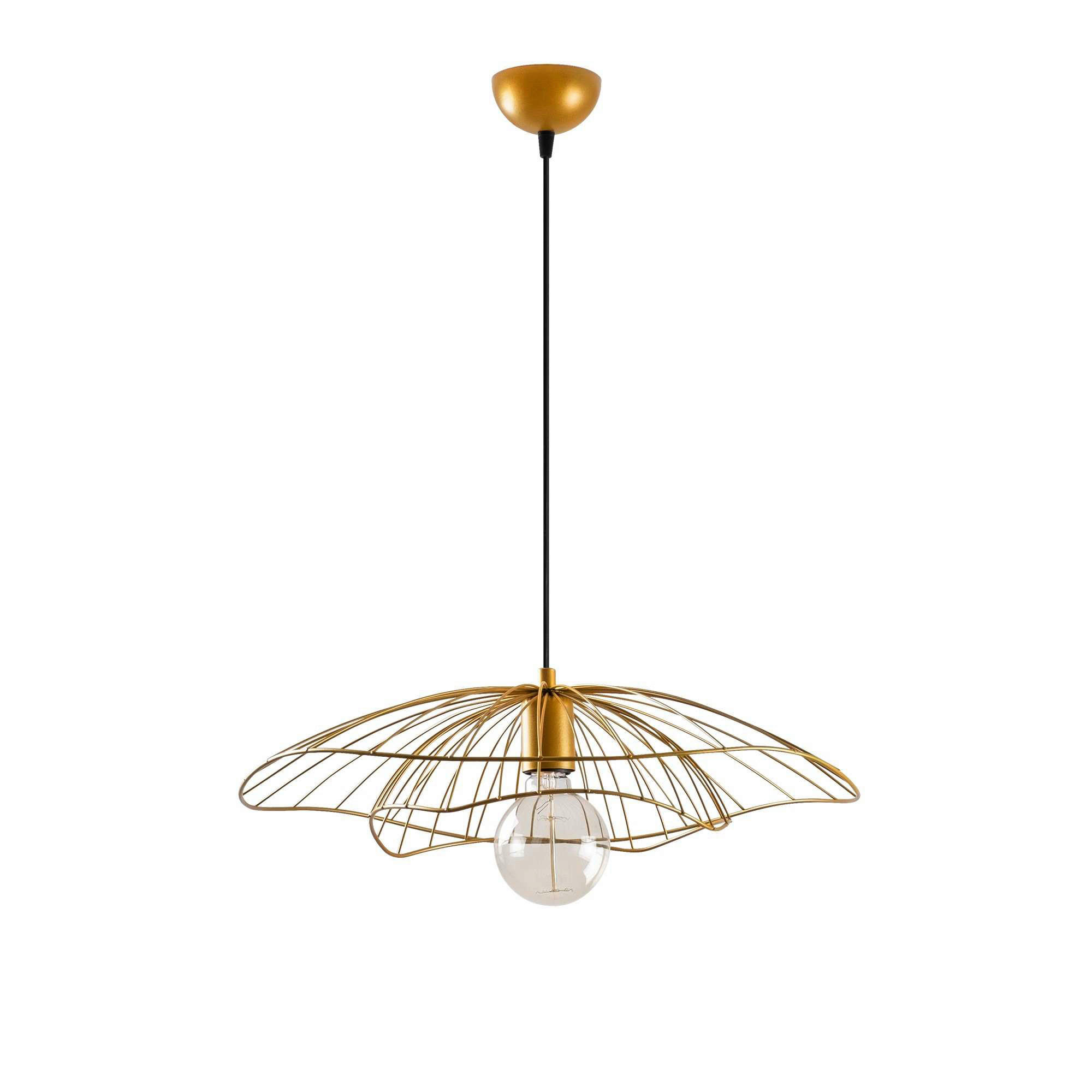 Opviq Pendelleuchte Tel gold Metall B/H/T/L/D: ca. 50x111x50x50x50 cm E27 1 Brennstellen Tel - gold (50,00/50,00/111,00cm) - Opviq
