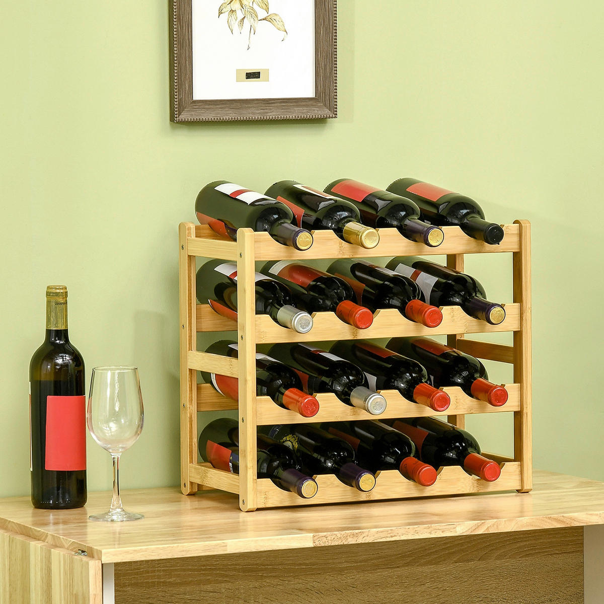 HOMCOM Weinregal natur Bambus B/H/L: ca. 23,5x43x38 cm Weinregal - natur (38,00/23,50/43,00cm) - HOMCOM
