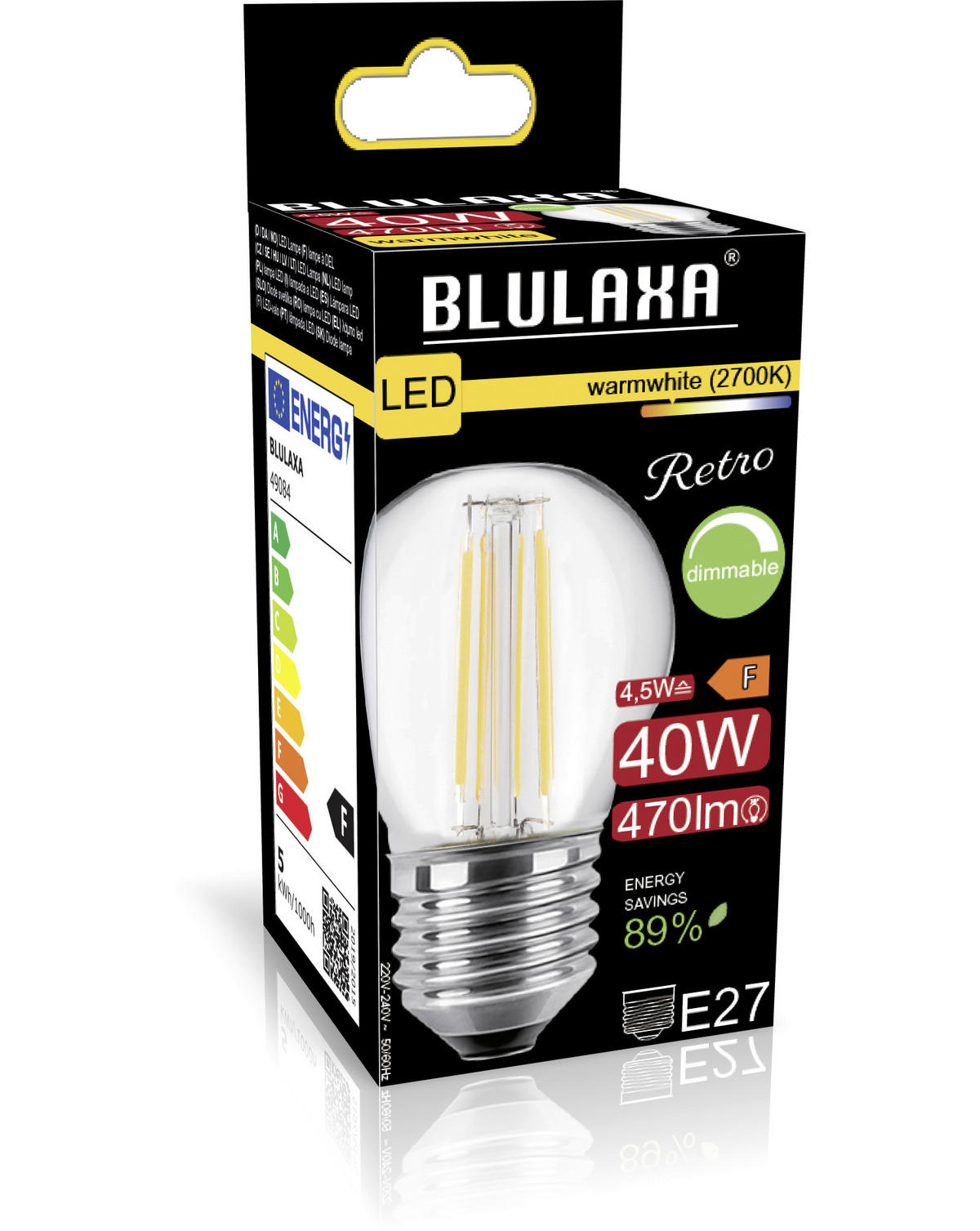 Blulaxa LED-Filament-Lampe E27 LED-Filament-Lampe E27 dimmbar - (4,50cm) - Blulaxa
