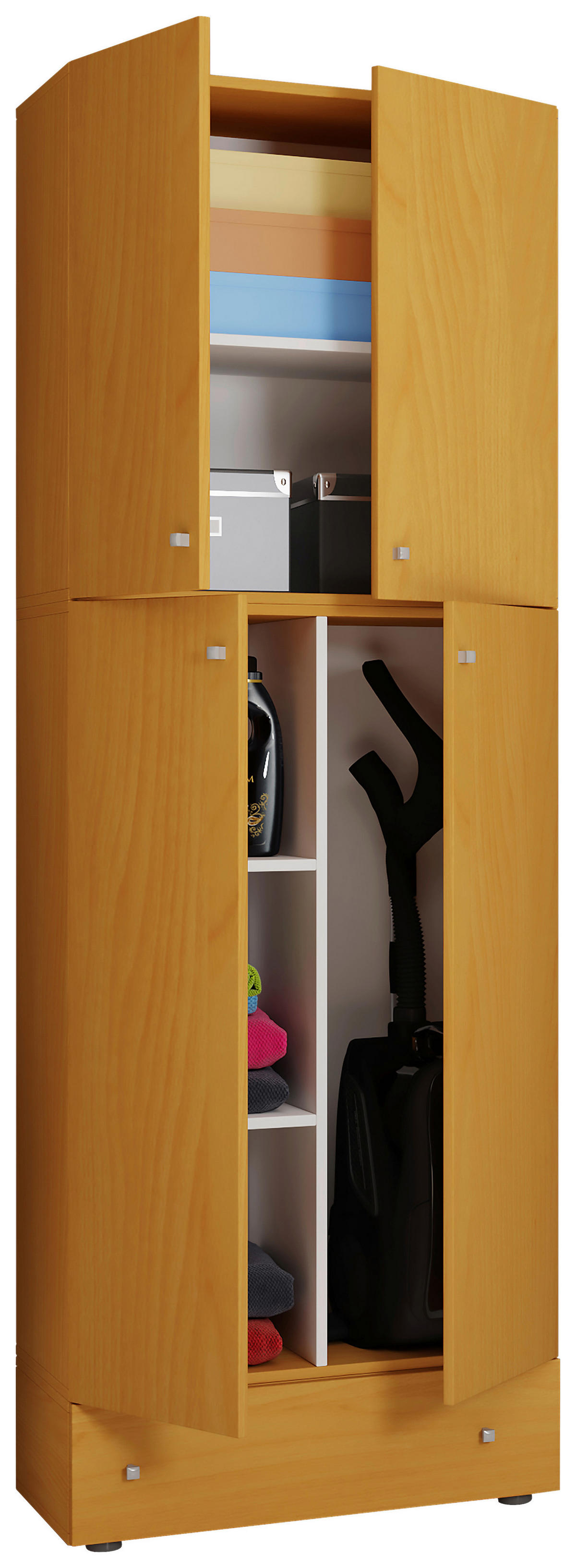 Putzschrank Lona buche Nachbildung weiß B/H/T: ca. 70x200x39 cm Lona - weiß/buche (70,00/200,00/39,00cm) - VCM Möbel