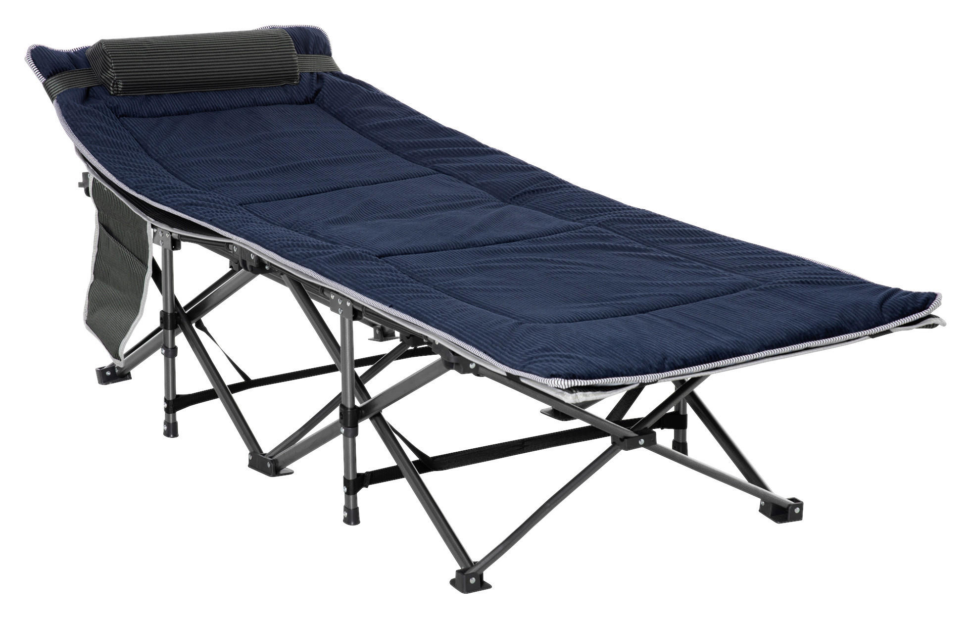 Outsunny Campingbett B/H/L: ca. 64,5x53x188 cm Campingbett - dunkelblau/grau (188,00/64,50/53,00cm) - Outsunny