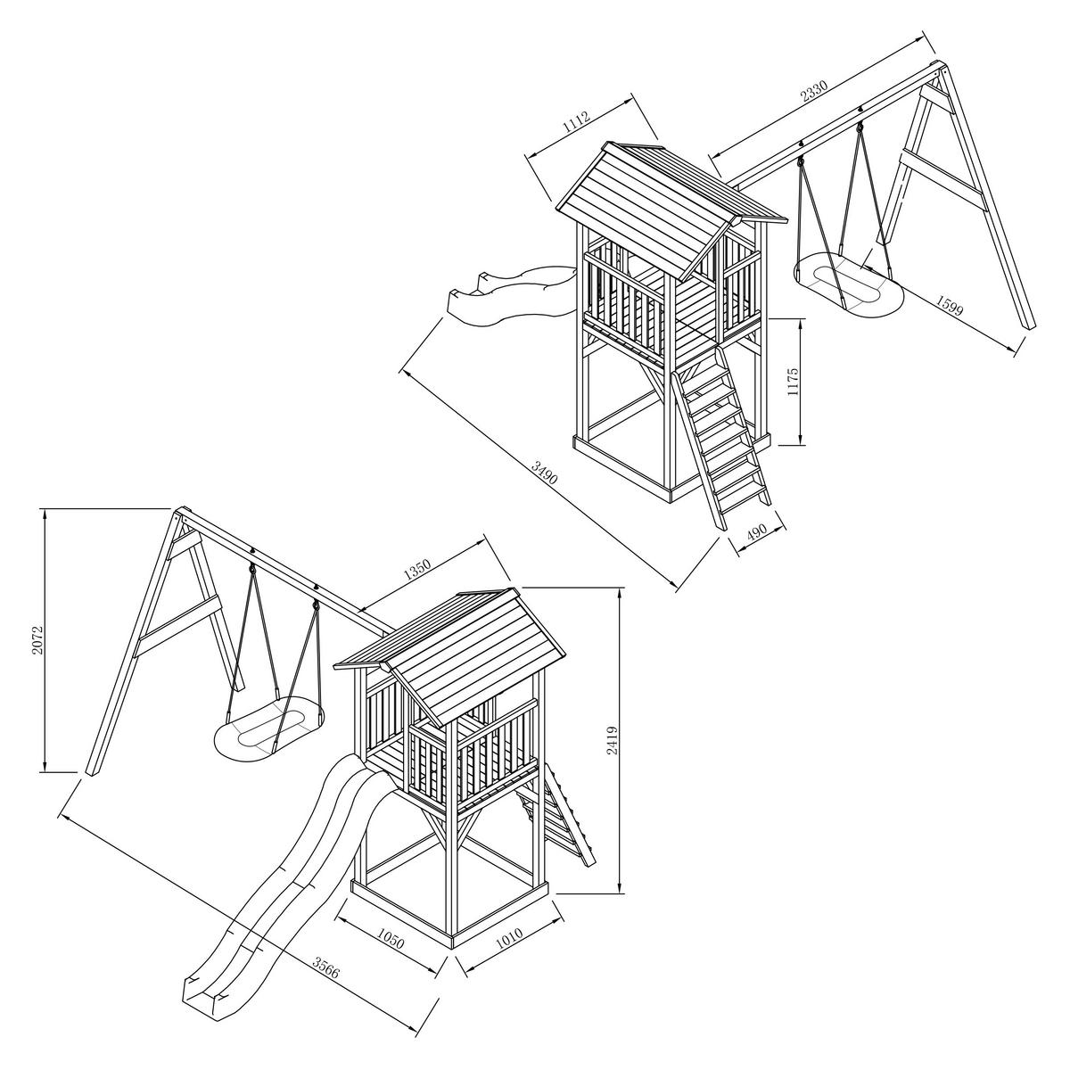 AXI Spielturm Beach Tower braun B/H/L: ca. 357x242x349 cm Beach Tower - braun/weiß (349,00/357,00/242,00cm) - AXI