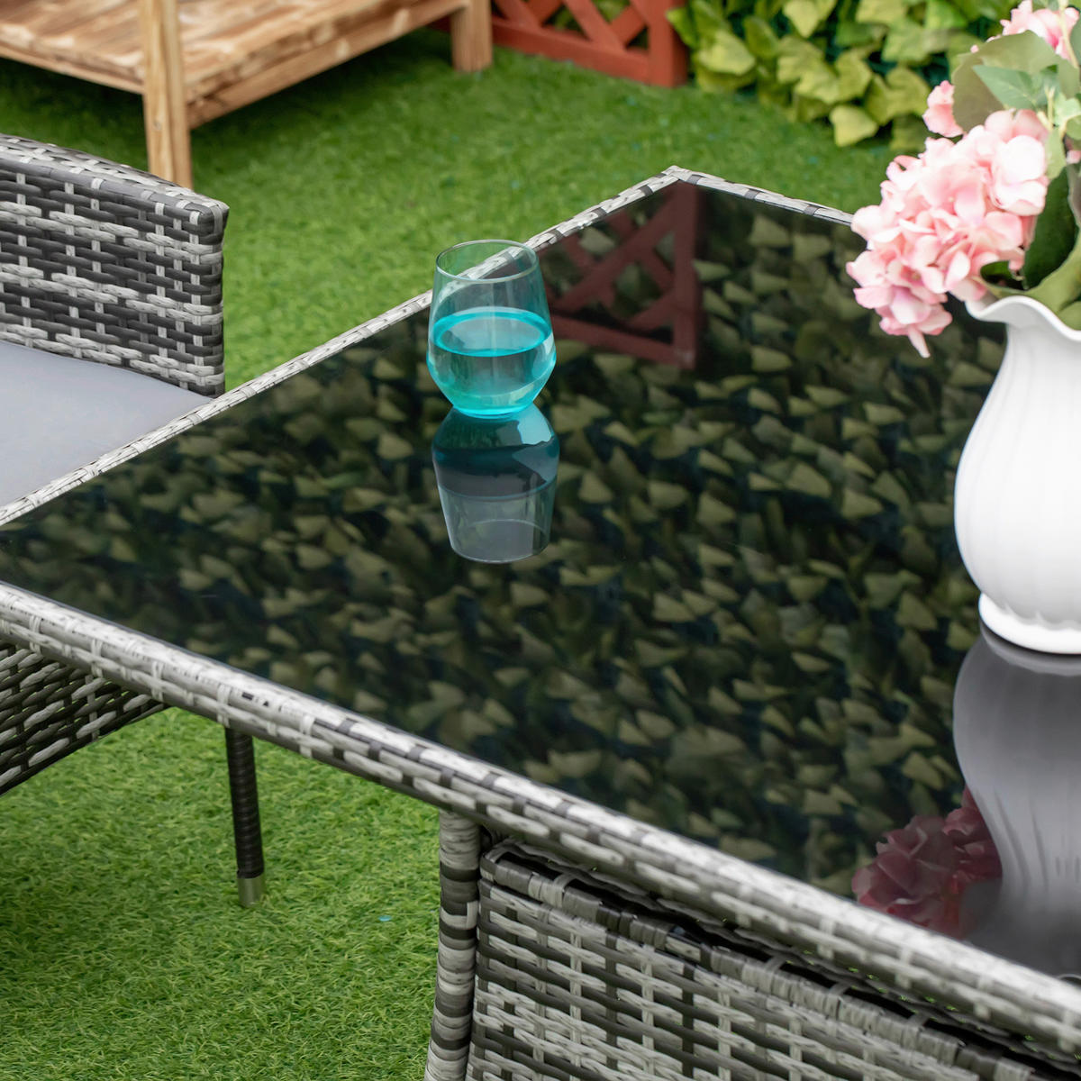 Outsunny Gartentisch grau Polypropylen B/H/L: ca. 85x150x74 cm Gartentisch - schwarz/grau (74,00/85,00/150,00cm) - Outsunny