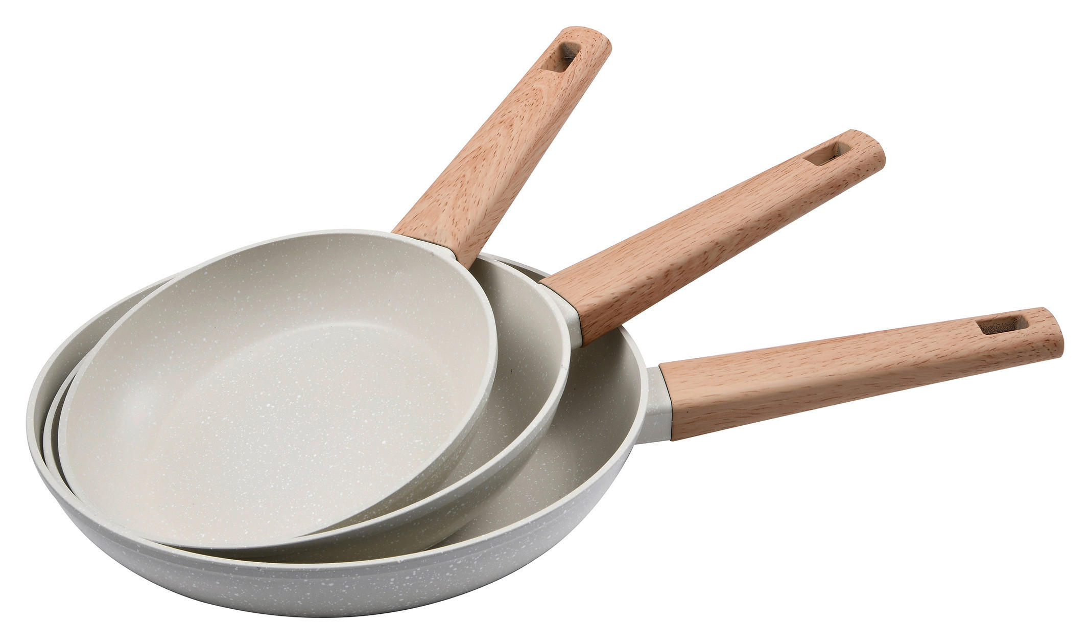 BERGNER Bratpfannen-Set NATURALLY weiß Alu NATURALLY - braun/weiß (45,80/27,00/14,00cm) - BERGNER