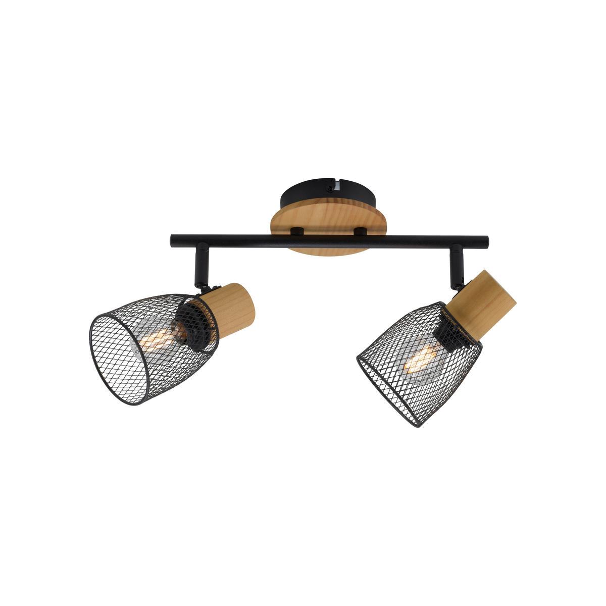 Just Light Spotbalken TAMIS 15192-79 natur schwarz Holz Metall B/H/T: ca. 46,5x22x18 cm E14 2 Brennstellen TAMIS - natur/schwarz (46,50/22,00/18,00cm) - Just Light