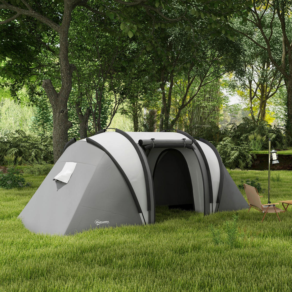 Outsunny Tunnelzelt B/H/L: ca. 220x180x450 cm Tunnelzelt - grau (450,00/220,00/180,00cm) - Outsunny
