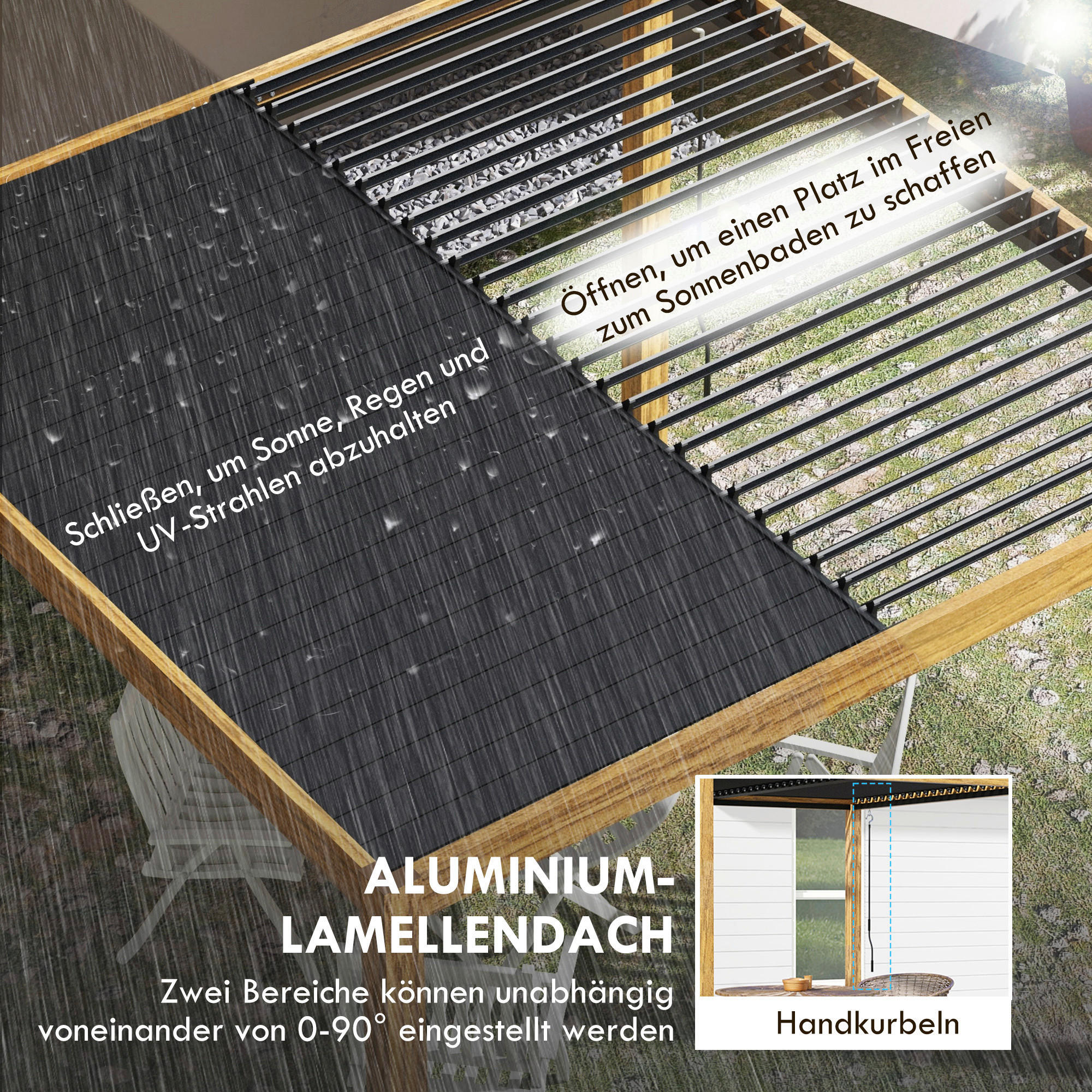 Outsunny Pavillon natur Aluminium B/H/L: ca. 297x297x228 cm Pergola - natur (228,00/297,00/297,00cm) - Outsunny