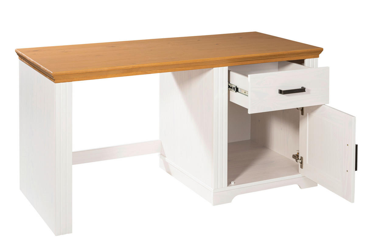 Schreibtisch Maluno weiß lackiert B/H/L: ca. 65x76x150 cm Maluno - weiß (150,00/65,00/76,00cm) - Inter Link
