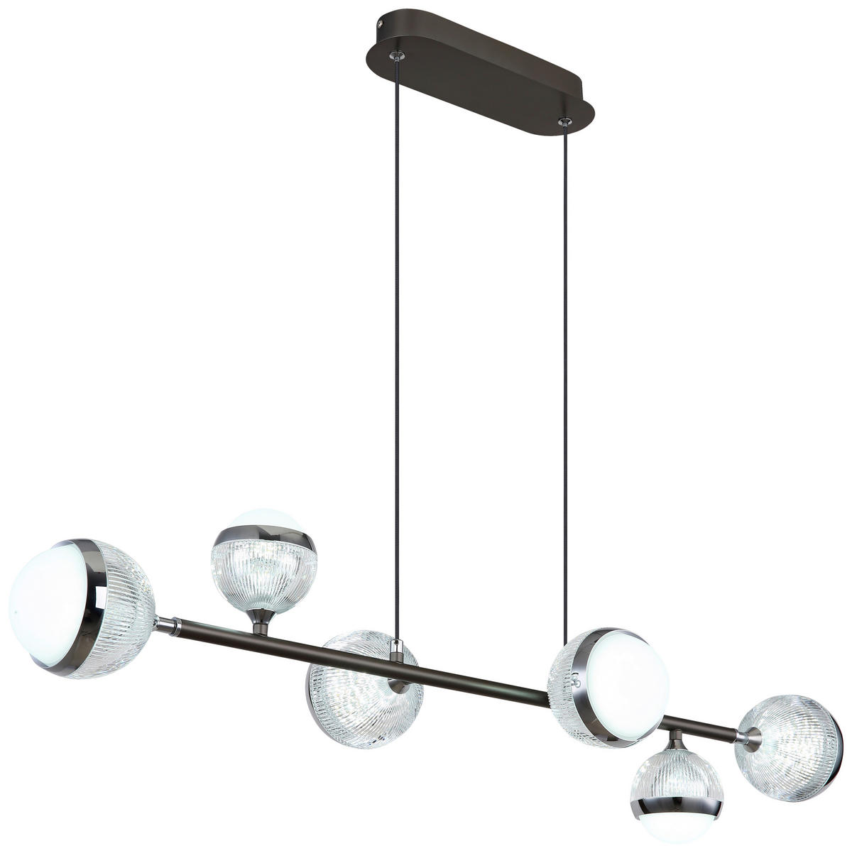 GLOBO LED-Pendelleuchte Chrom transparent titanfarbig Acryl Metall Aluminium B/H/T: ca. 28x120x91 cm UNTSY - titanfarbig/Chrom (28,00/120,00/91,00cm) - GLOBO