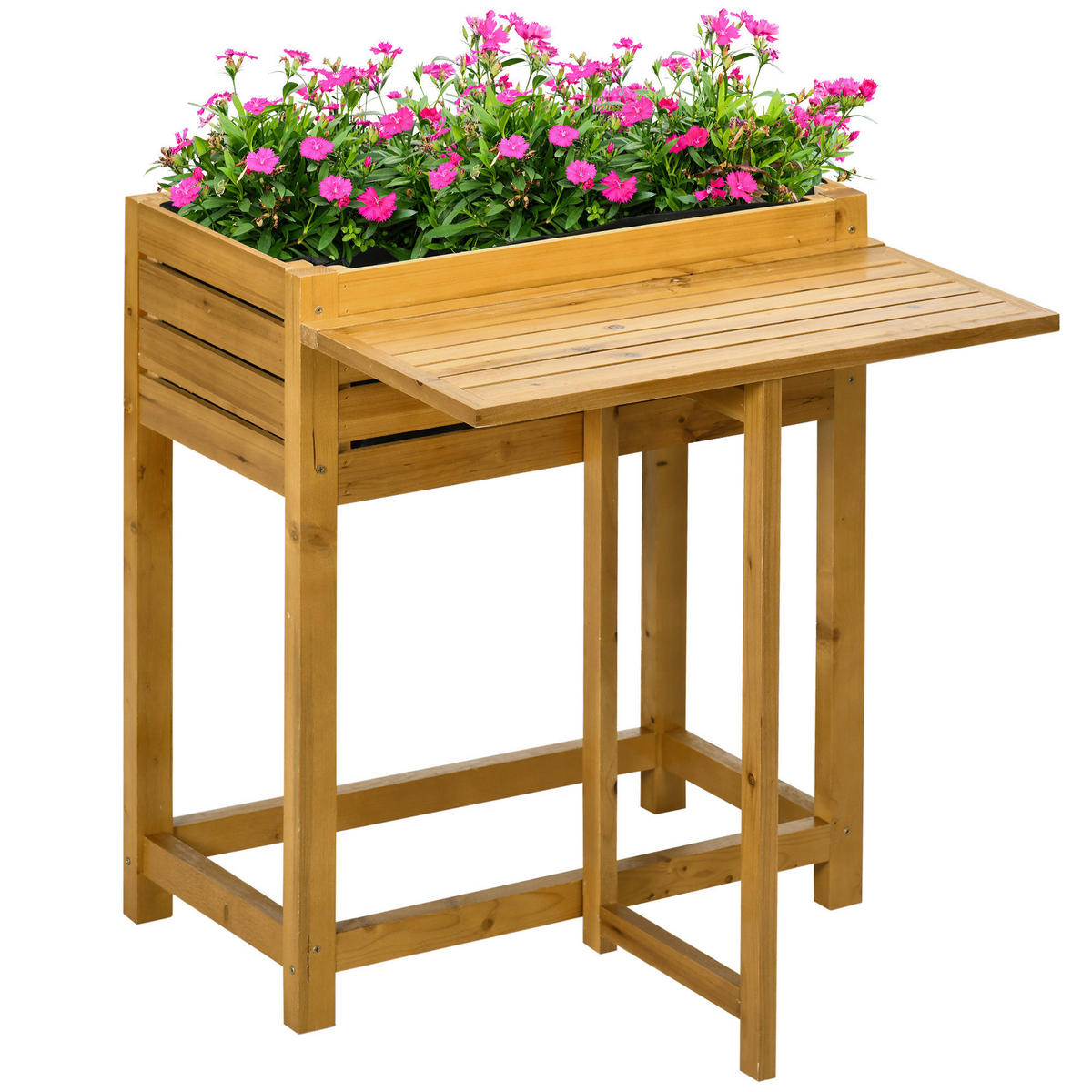 Outsunny Blumenkasten mit Arbeitsfläche Blumenkasten_mit_Arbeitsfläche - braun (64,00/63,00/74,50cm) - Outsunny