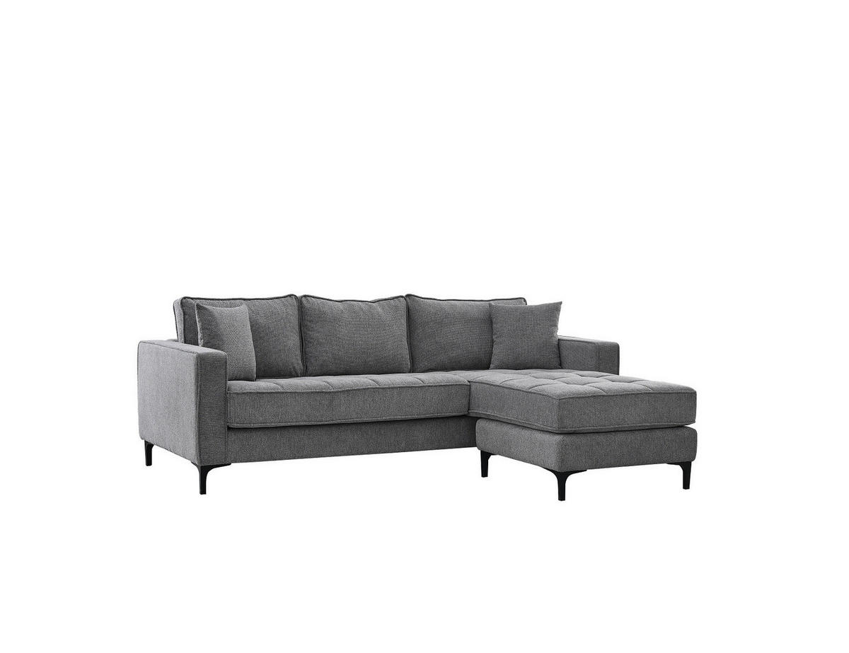 Ecksofa hellgrau Microfaser B/H/T: ca. 238x67x185 cm Pirlo_2S-OT_Ecksofa - hellgrau/schwarz (238,00/67,00/185,00cm)