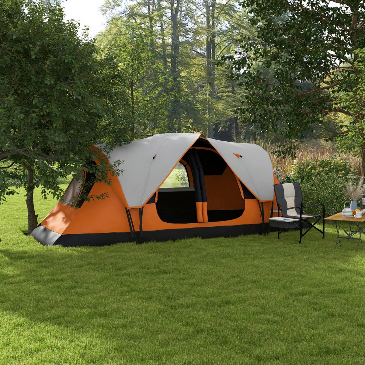 Outsunny Campingzelt B/H/L: ca. 215x180x450 cm Campingzelt - orange (450,00/215,00/180,00cm) - Outsunny