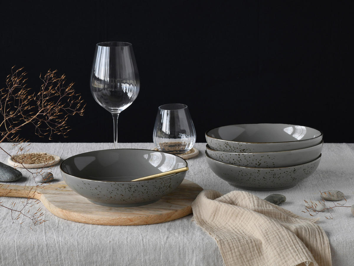 CreaTable Schüssel-Set Nature Collection Stone grau Steinzeug Nature Collection Stone - grau - CreaTable