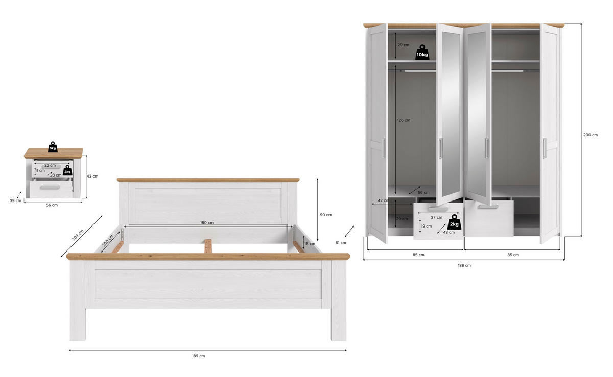 Bettanlage VERONA Sibiu Lärche Nachbildung Eiche Artisan Nachbildung VERONA - Eiche - xonox.home