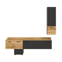 Wohnwand Goal grau Evoke Oak Nachbildung B/H/T: ca. 195x196x37 cm Goal - grau (195,00/196,00/37,00cm) - xonox.home