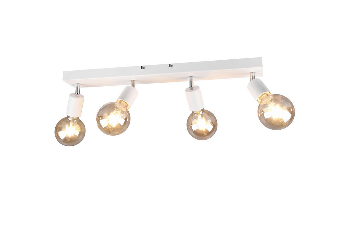 Reality Spotbalken R80184031 Vannes weiß Metall B/H/T: ca. 60x12x9 cm E27 4 Brennstellen Vannes - weiß (60,00/12,00/9,00cm) - Reality